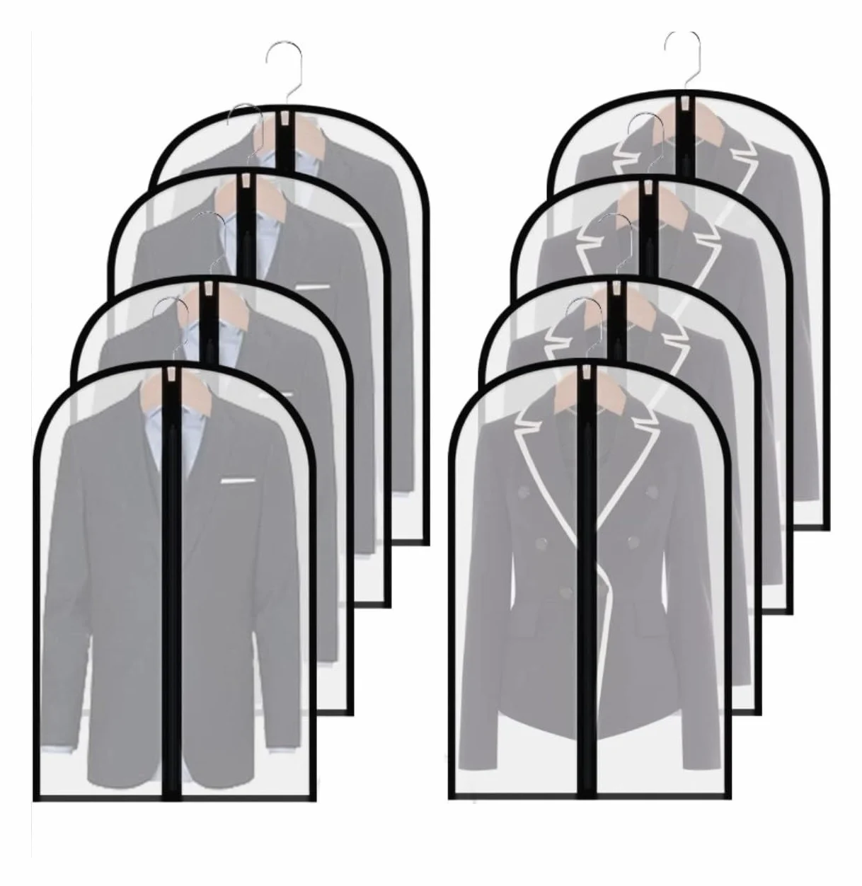 Bolsa de Traje Antipolvo Bolsa De Ropa Colgante Para Vestidos, Fundas De Ropa Transparentes Con Cremallera Completa, Protector De Ropa, Bolsas Para Traje, Chaqueta, Abrigo, Vestido, 8 Uds. Fundas de R