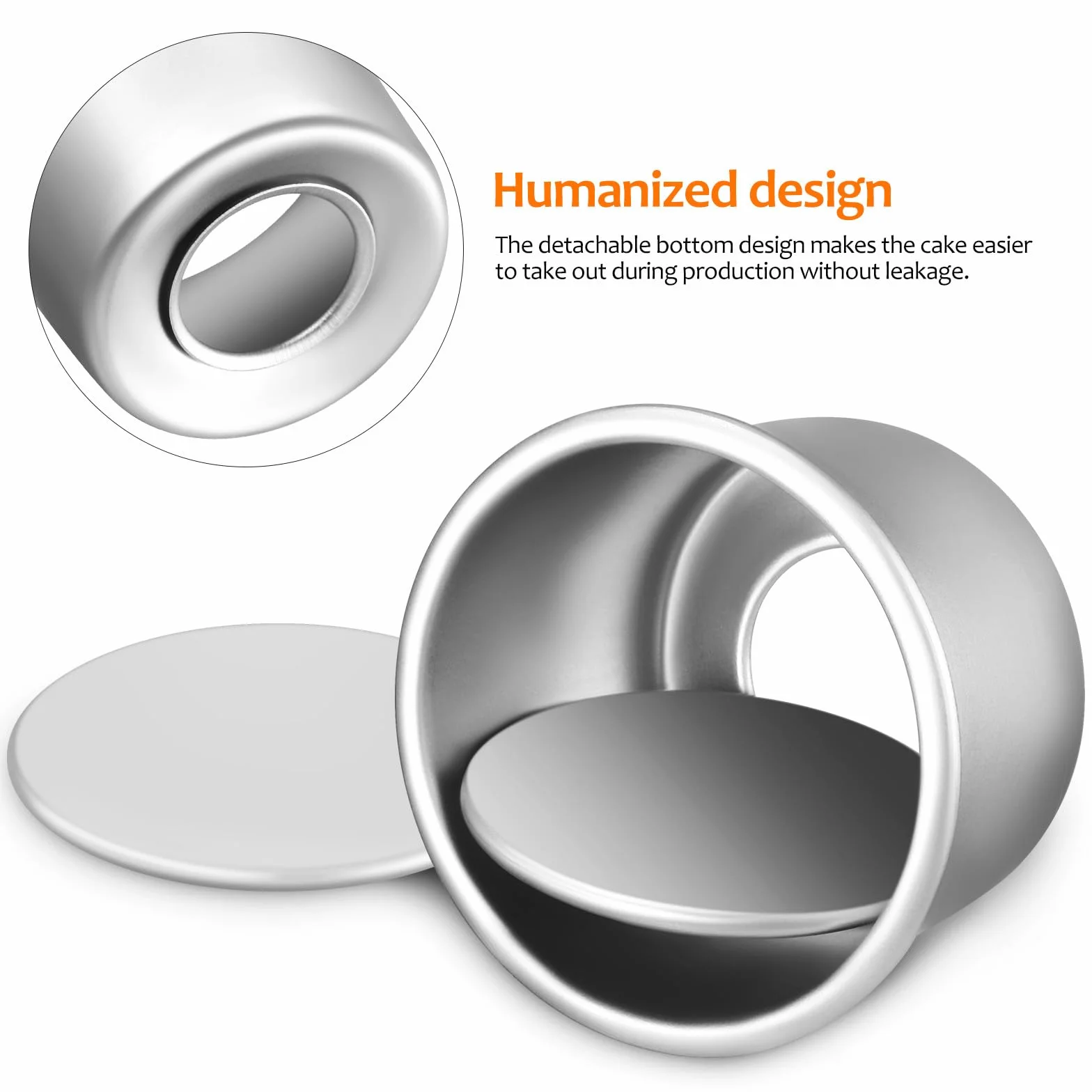 Gatuida Fácil de Limpiar de Aleación de Aluminio Juego de 4 Moldes Redondos con Fondo Desmontable y Calentamiento Rápido para Pasteles Pequeños para Hornear Diario