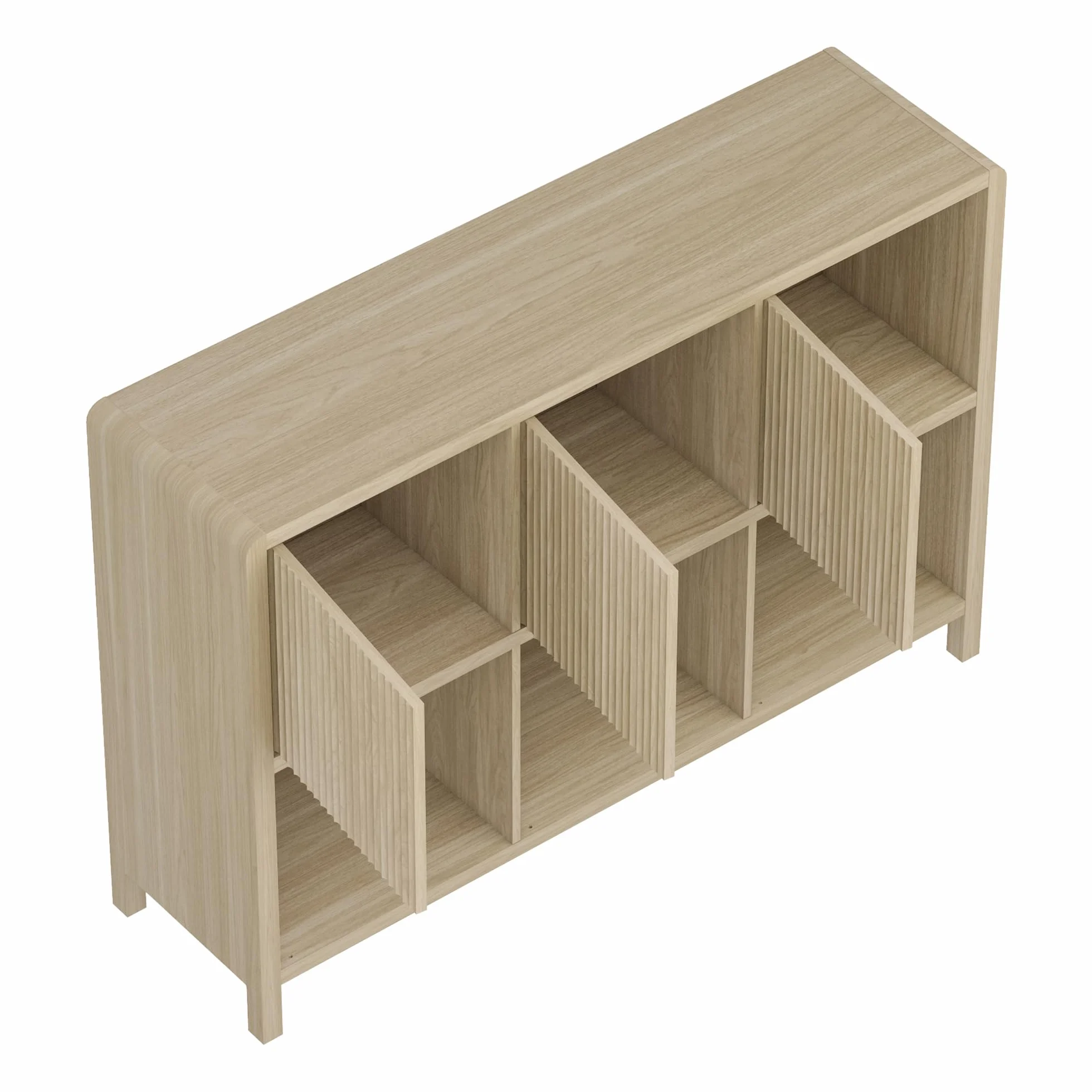 [en.casa] Aparador Bajo Lukkodso con 6 Compartimentos Mueble Auxiliar con 3 Puertas Variables Rectangular Armario Multiusos 77 x 110 x 30 cm - Efecto Roble