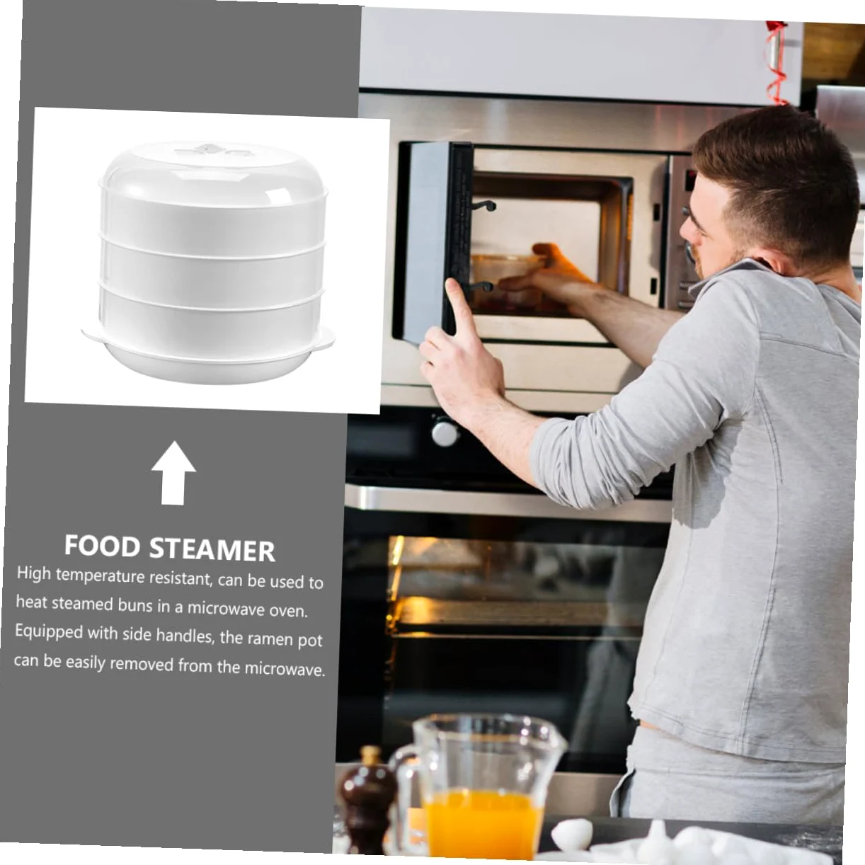 Cocedor al Vapor Microondas Tapa Resistente al Calor Apto para Verduras Pasta y Arroz Utensilio Cocina Fácil Limpieza y Duradero