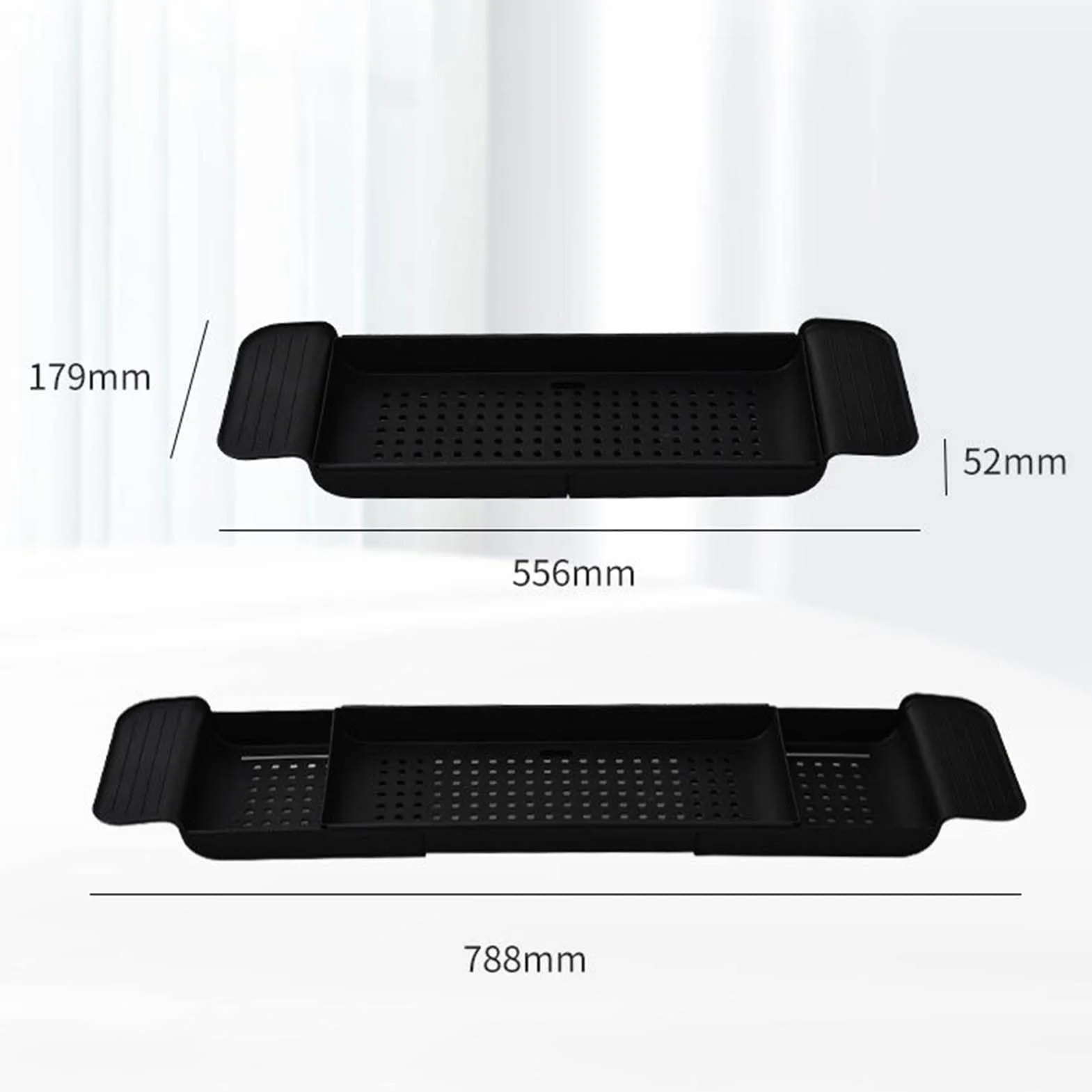 Bandeja para Bañera, Mesa para Bañera con Carrito de Baño Colocación Estable para Baño (Negro)