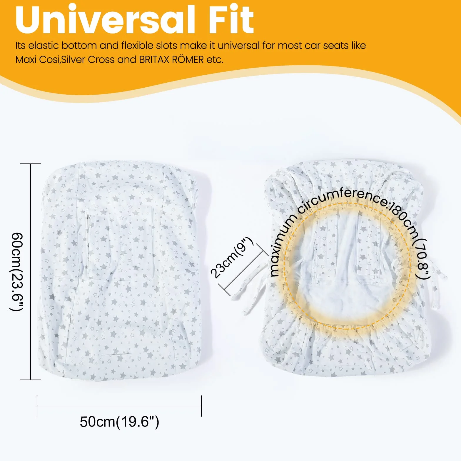 Orzbow Funda Silla Coche Bebe Universal, Transpirable Cubre Grupo 0/0+ Universal, Lavable a Máquina, 100% Algodón Puro