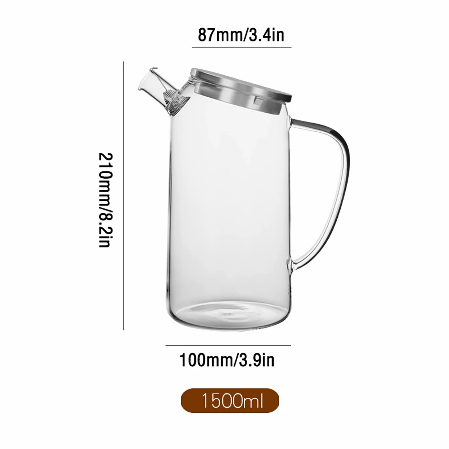 Jarra Agua Fria Jarra de vidrio para el hogar con cubierta de acero inoxidable Estilo japonés CAPACIDAD GRANDE CAPA FRÍA CARAFE PARA JUGO, LECHE, BEBIDAS CALIENTES Y FRÍAS Jarra Agua Detox Frutas
