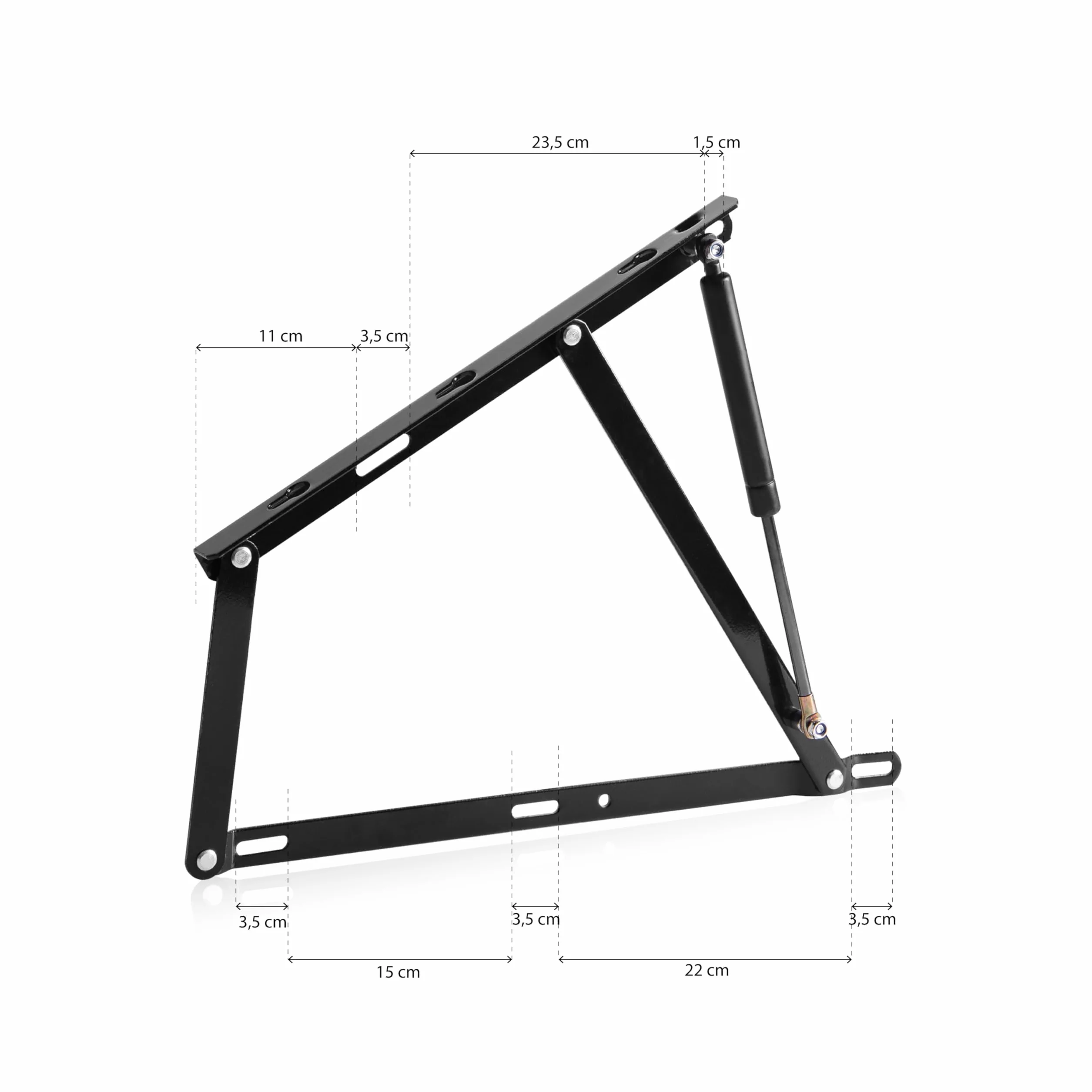 Pack 2 Hidraulicos de 1100NW + Arco de Agarre, Juego de 2 Bisagras para Canapes Abatibles, Negro