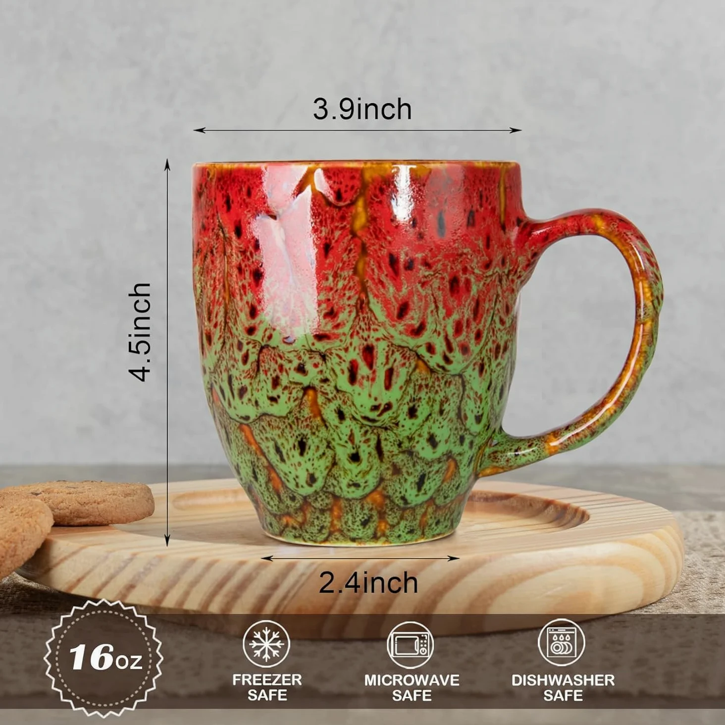 Juego de 2 tazas de café de cerámica grandes de 16 onzas, asas ergonómicas, aptas para lavavajillas y microondas, perfectas para té, hogar, oficina y regalo