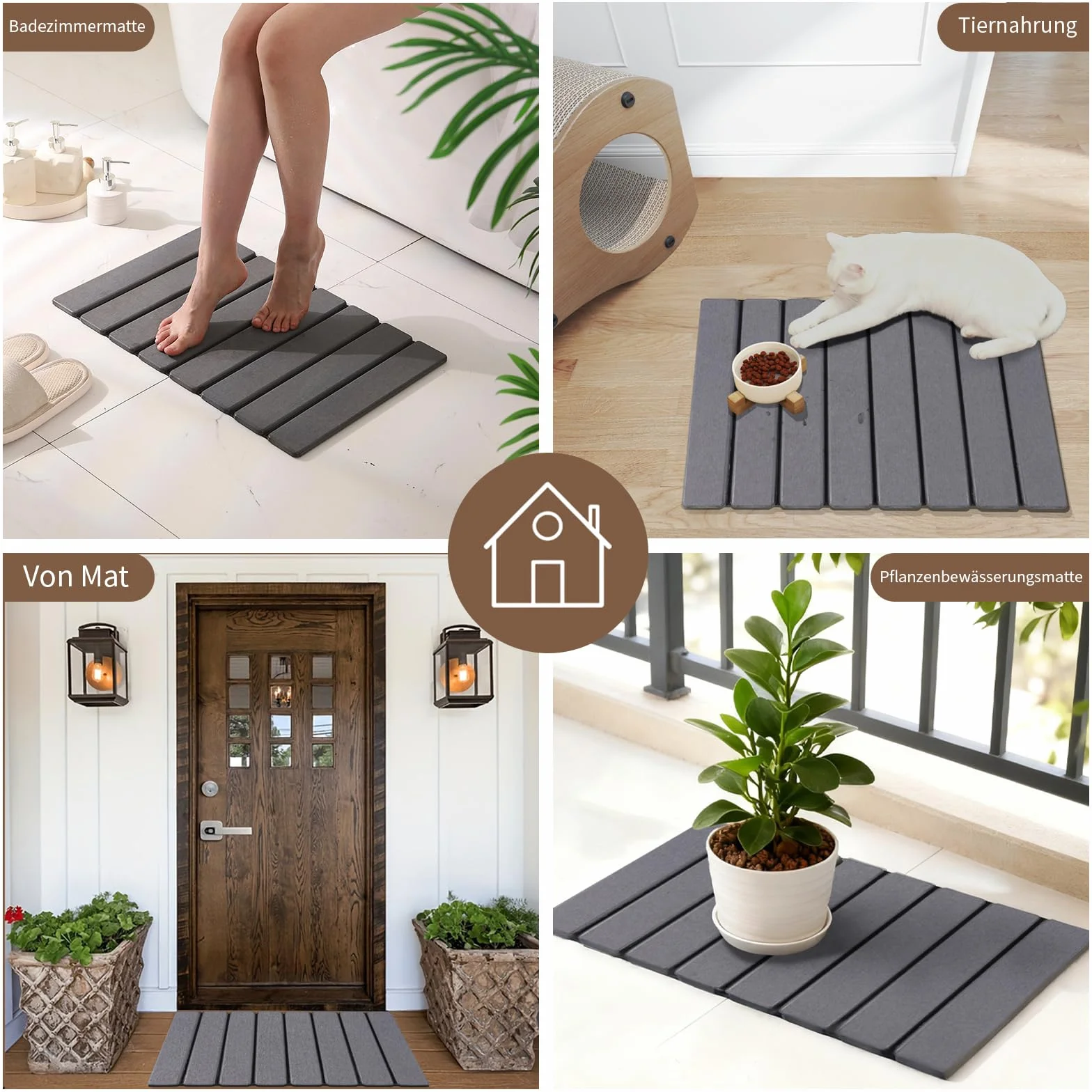 Eralove Alfombra de Baño de Diatomita, Alfombrilla Plegable 60x39cm, Antideslizante, Absorbente y Secado Rápido