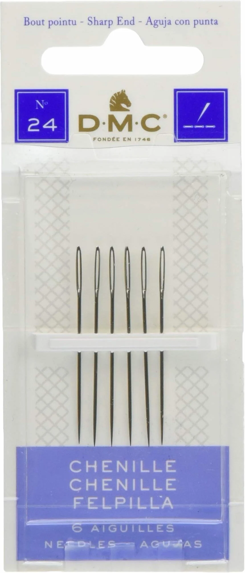 DMC - Agujas de chenilla | Surtido de 6 agujas de bordar - Para telas gruesas - con punta | Ideal para bordado y tapicería
