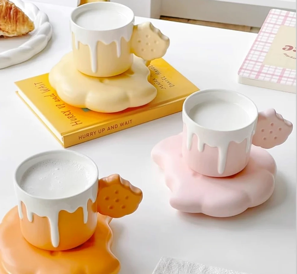 Taza de Café de Té Tazas Creativas Con Forma De Helado, Taza De Cerámica Resistente A Altas Temperaturas Para Beber, Taza De Desayuno Para El Hogar para té de la tarde(B)