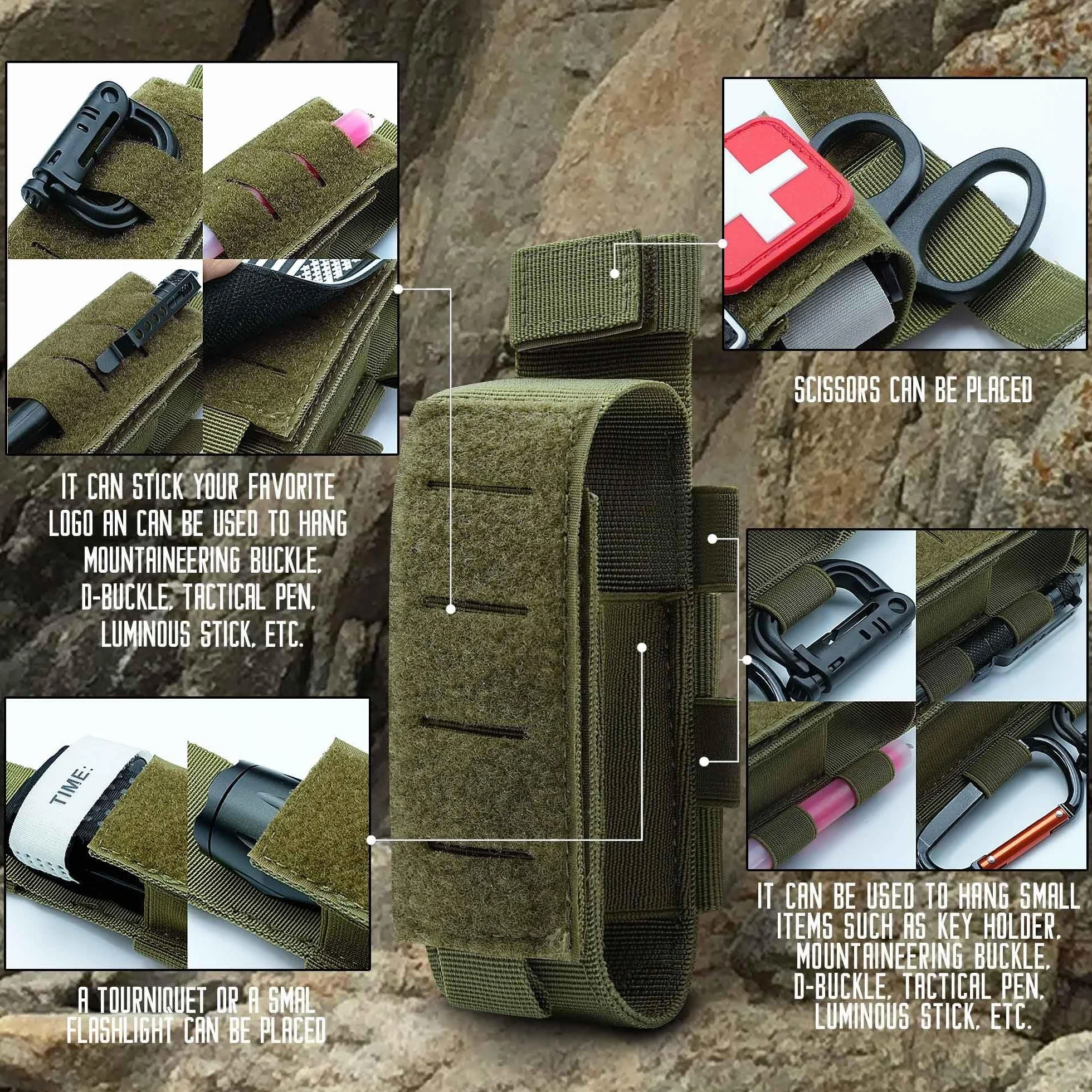 Estuche Portatorniquete Táctico Bolsa Tijeras EMT Torniquete Rescate TQ Organizadora
