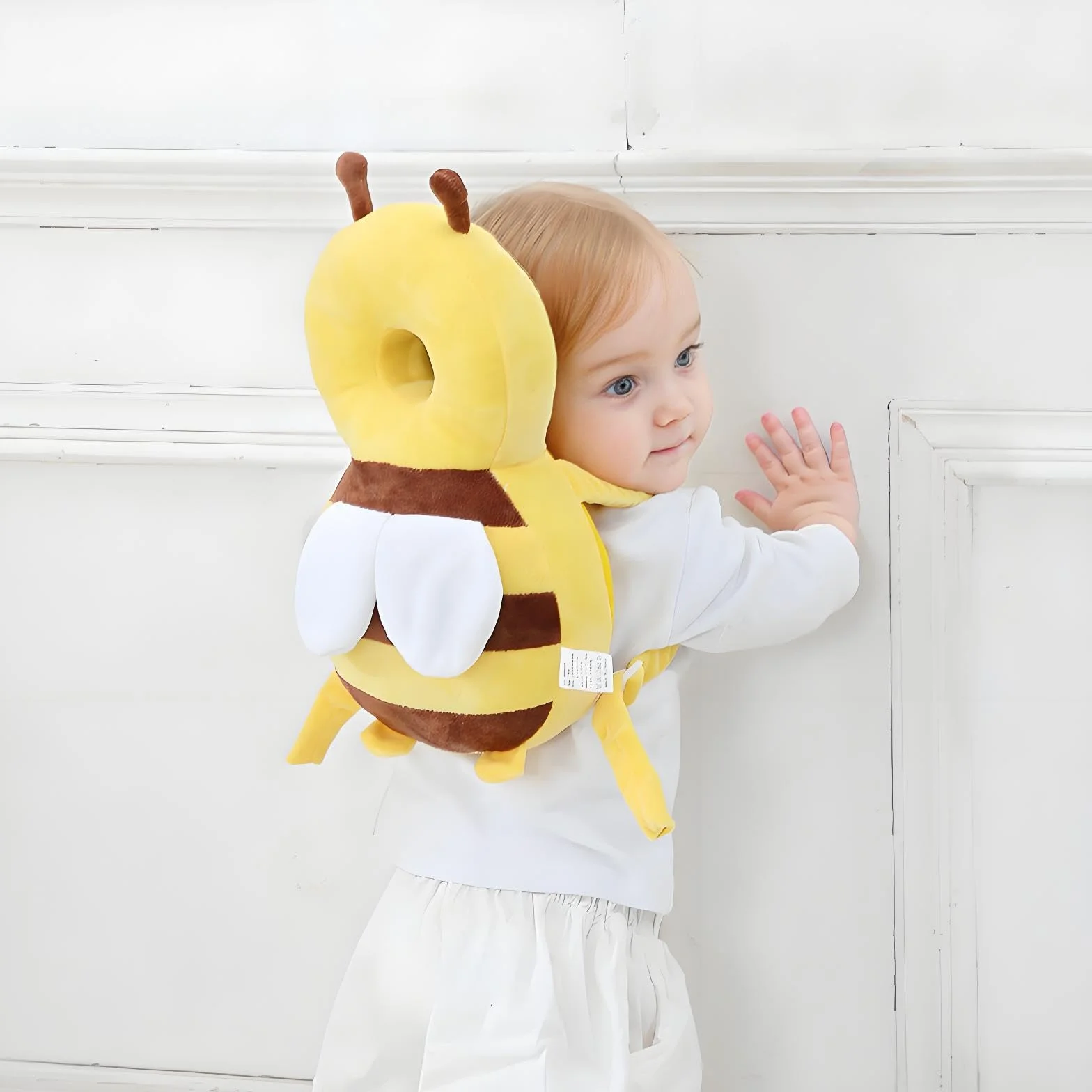 PandaEar Mochila de protección de cabeza para bebé, protector ajustable para niños pequeños al caminar, cojín de seguridad (Amarillo)