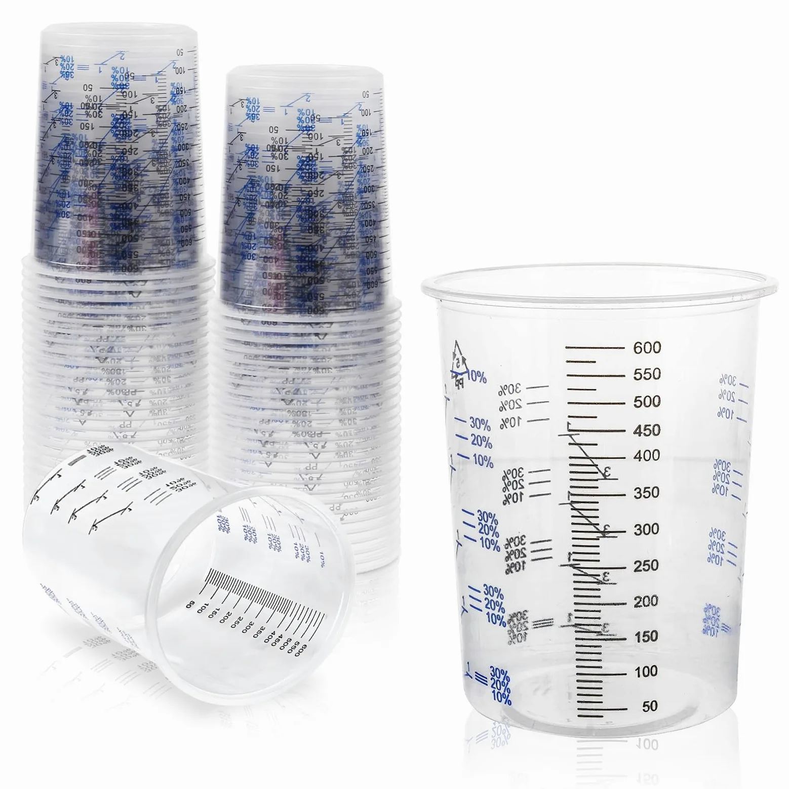 Vasos Mezcladores De Pintura,50 Pcs 600ml Vasos Mezcladores De Plastico,Vasos Medidores Pintura,Tazas De Mezcla De Pintura Para Líquidos,Pinturas,Pigmentos