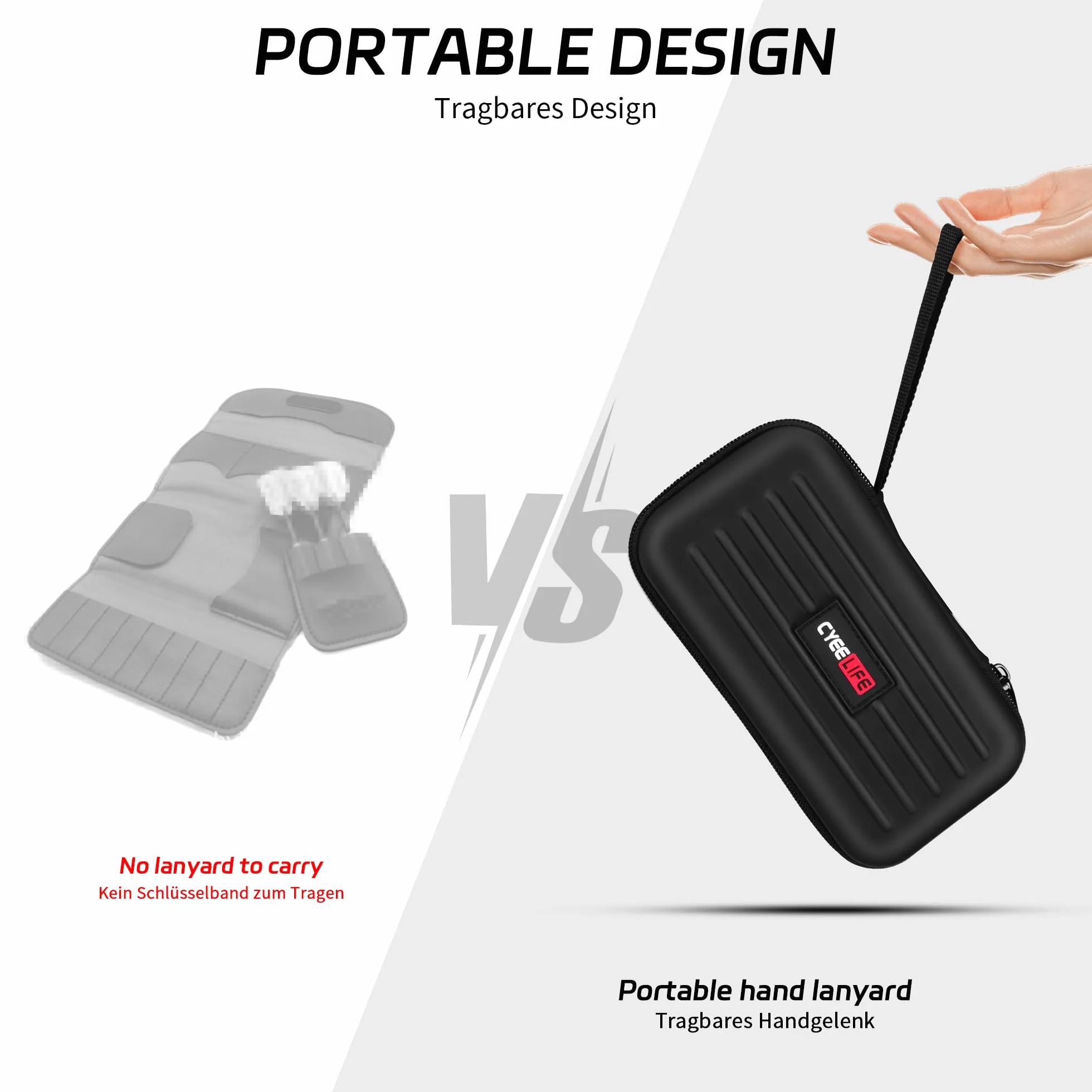 CyeeLife Bolsa para Dardos - Protección para Dardos de Acero o Blandos, Múltiples Bolsillos para Plumas y Accesorios, Negro, Bolsa Deportiva