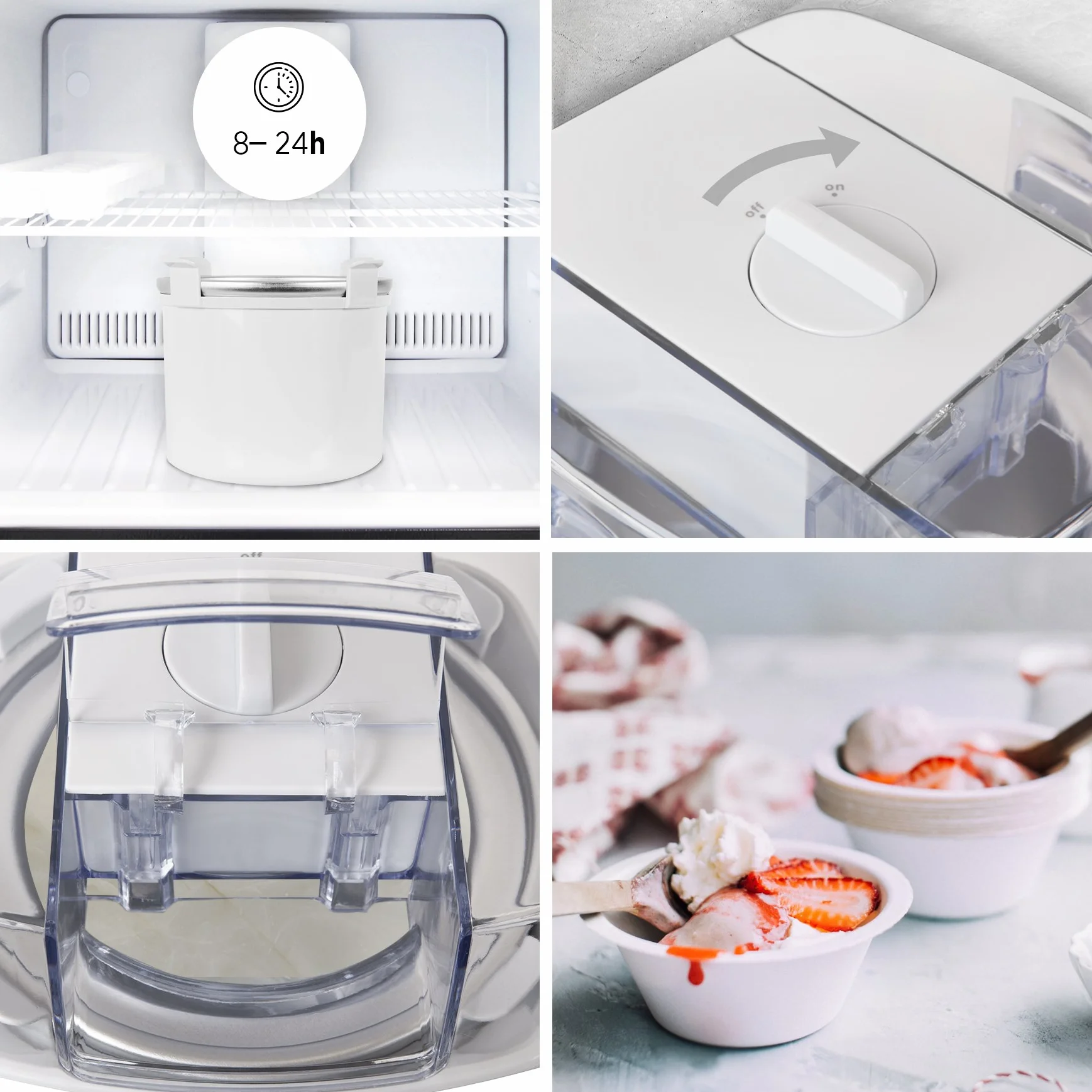 Duronic IM540 Heladera con bol de congelación de 1.5L para hacer helados en 15 a 30 min | Gran potencia | Incluye pala y accesorios | Desmontable y facil de limpiar | Helados caseros sorbete y yogur