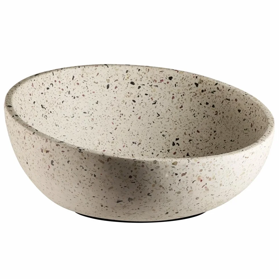 APS 30082 Bandeja decorativa/frutero TERRAZZO - Hormigón, Ø 29,5 cm, Altura: 8,5/14,5 cm, 2,5 litros, aspecto terrazo