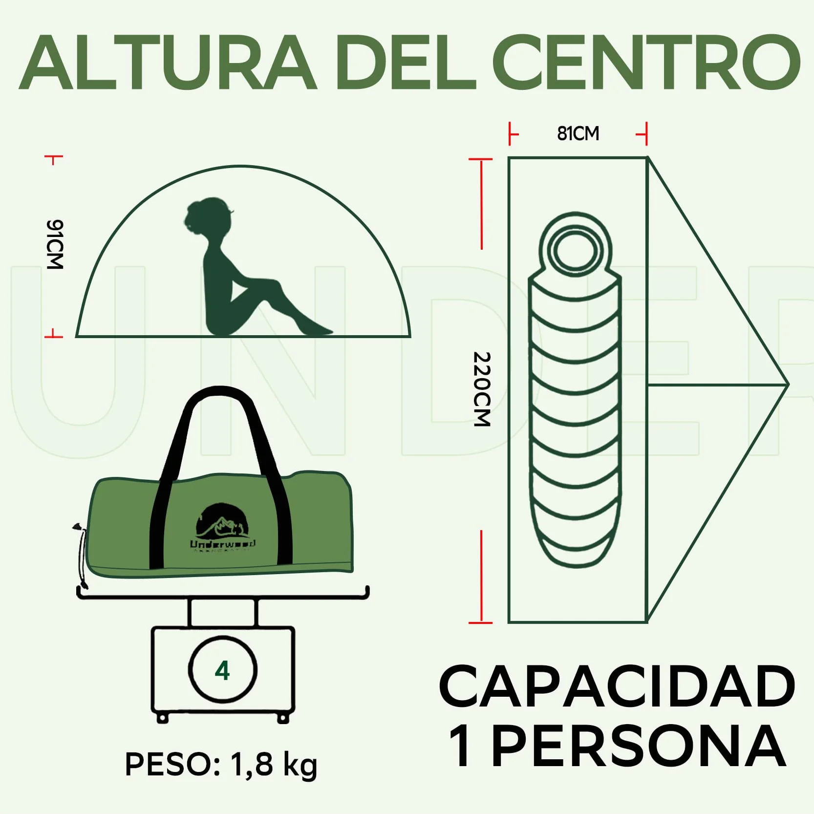 Tienda de campaña impermeable ligera 1/2 personas senderismo acampada nieve montañismo