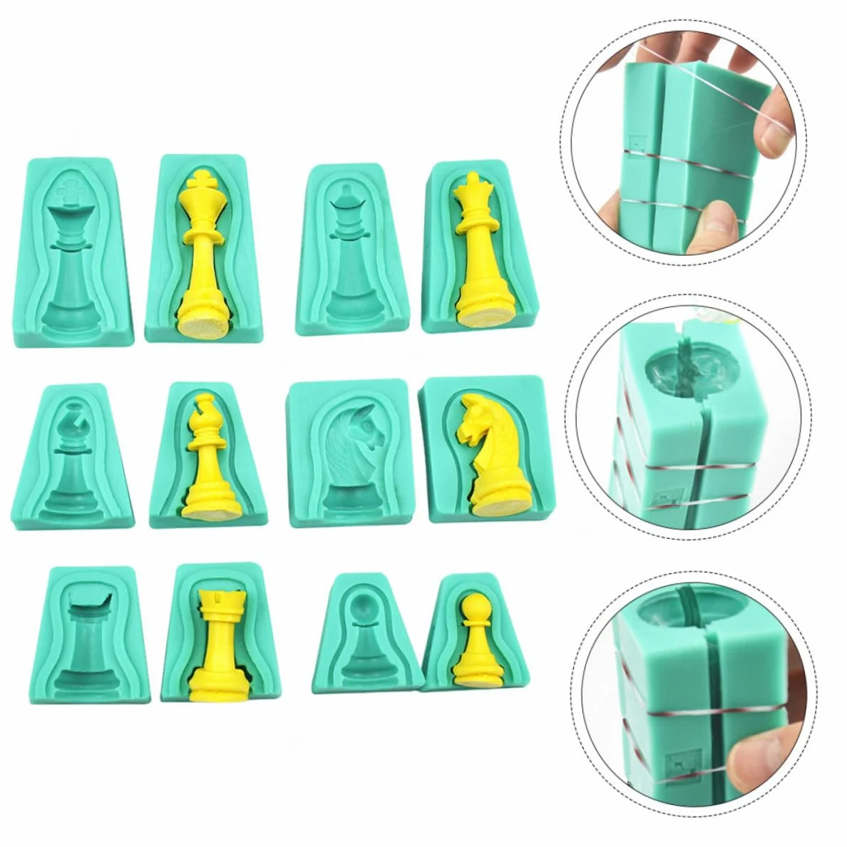 Molde de Silicona 3d de Ajedrez Verde 12 Piezas para Chocolate | Silicona, Acabado Antiadherente, DIY Baking, Creativo E Innovador, Seguro