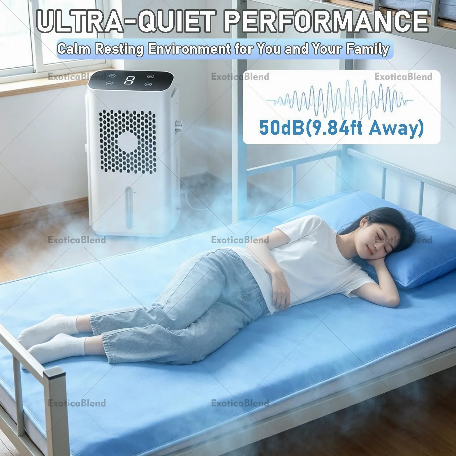 Almohadilla de Enfriamiento de Colchón de Agua, Sistma de Enfriamiento de Cama, Enfriador de Cama de Agua con Viento Ajustable, Ideal para Quienes Sudan por la Noche Single-Bed