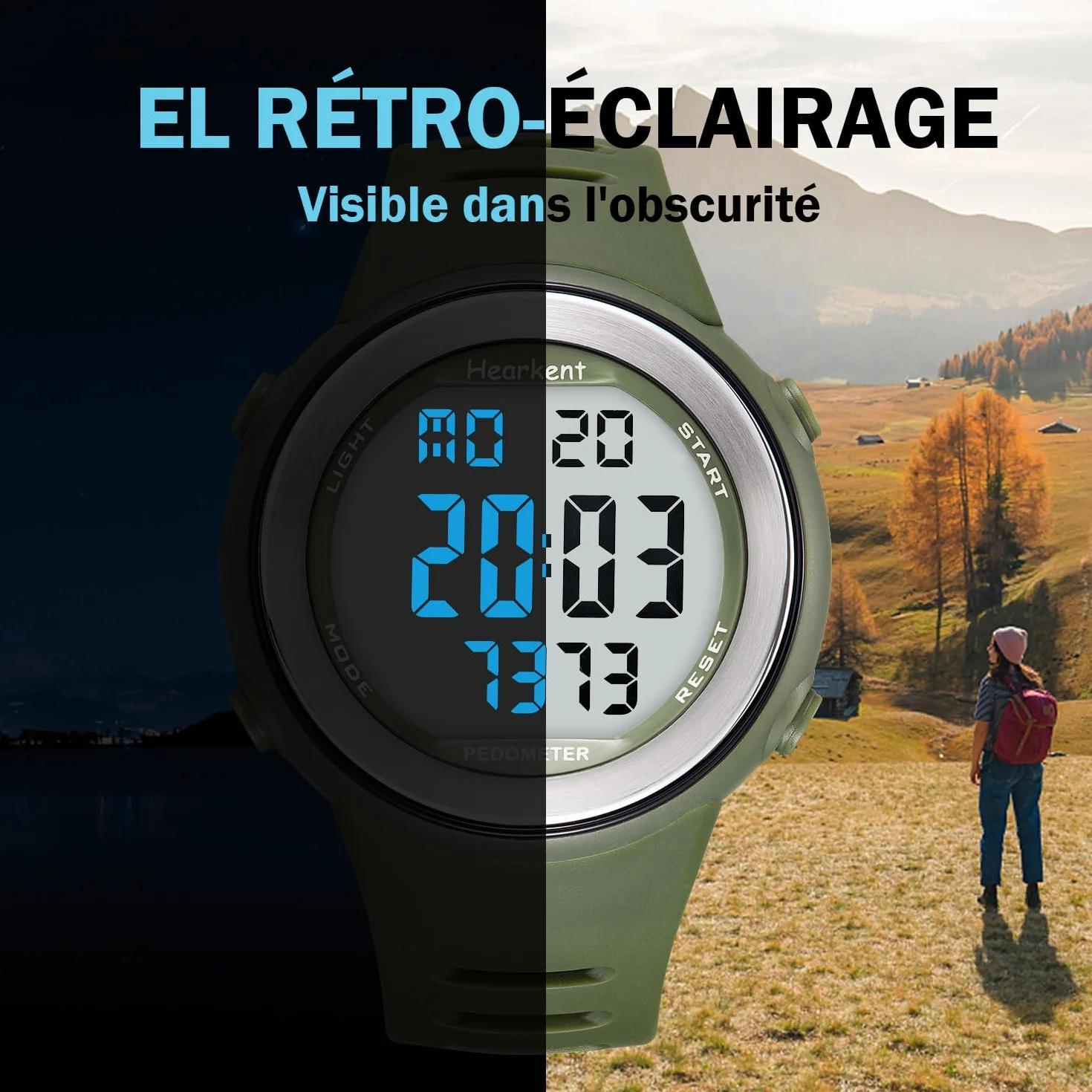 Hearkent Reloj podómetro impermeable para personas mayores sin Bluetooth