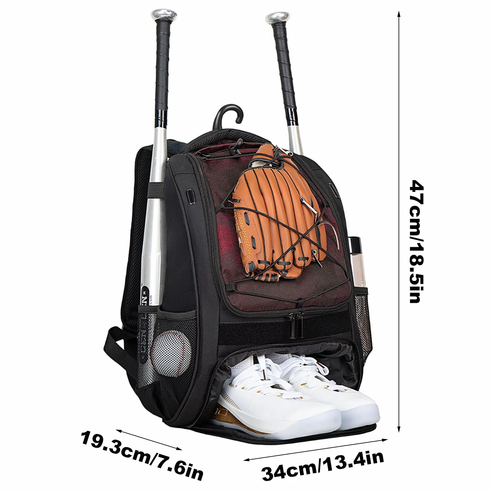 Bolsa de sóftbol y béisbol para niños, mochila con compartimento para zapatos, de gran capacidad