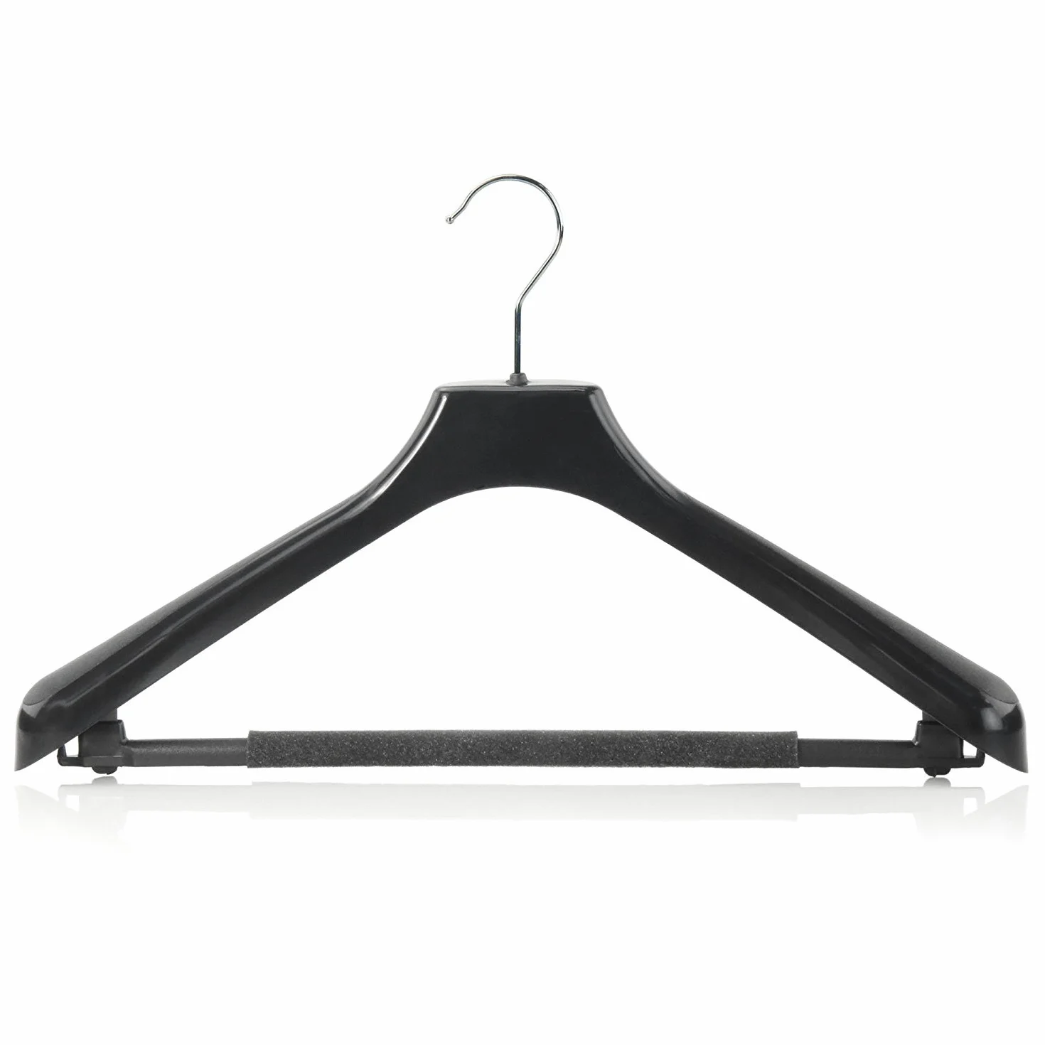 Hangerworld 10 Perchas 42cm para Trajes Plástico Negro Barra y Hombros Anchos Antideslizantes