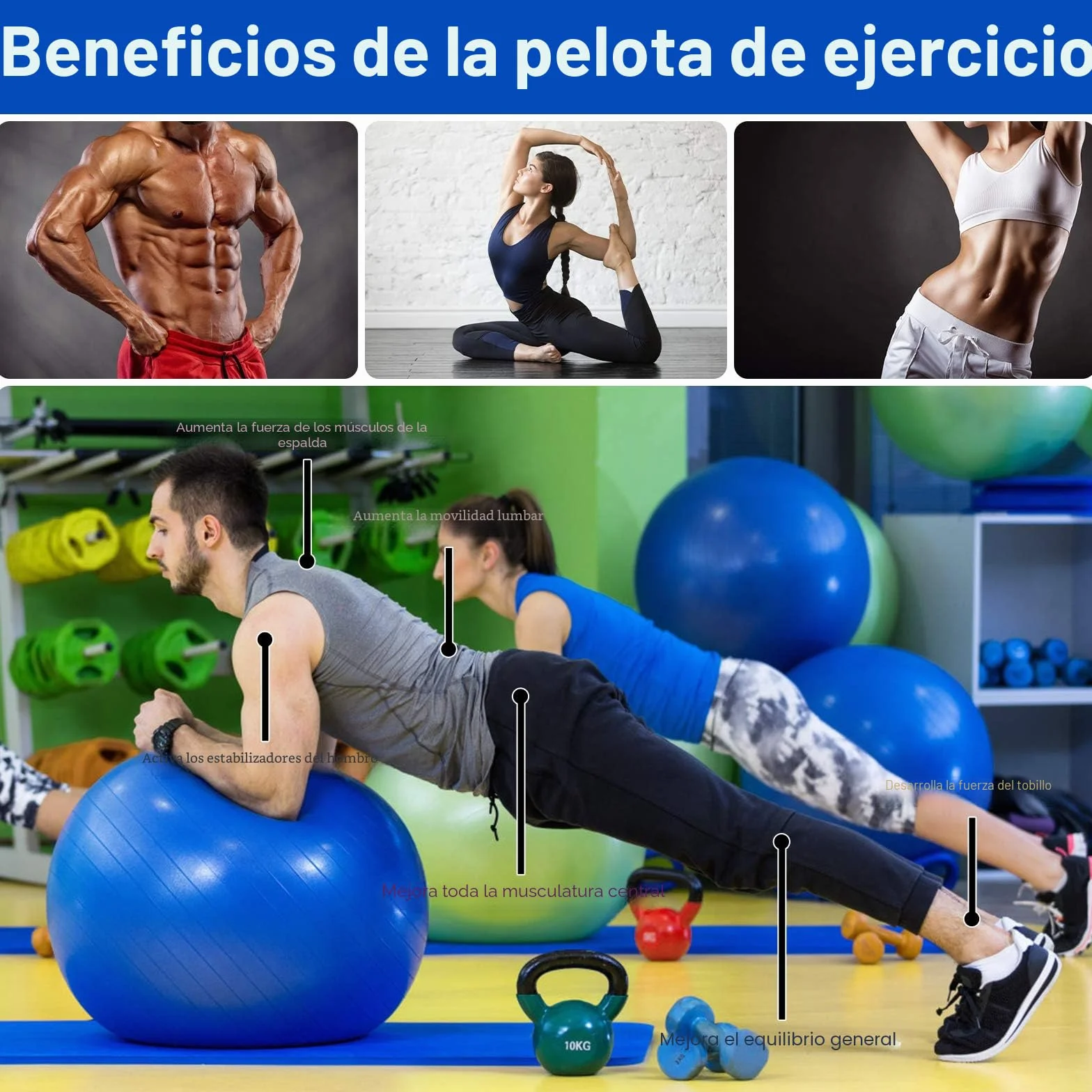 Flintronic Pelota de Pilates 55cm 65cm 75cm 85cm Fitness Ejercicio Equilibrio Entrenamiento