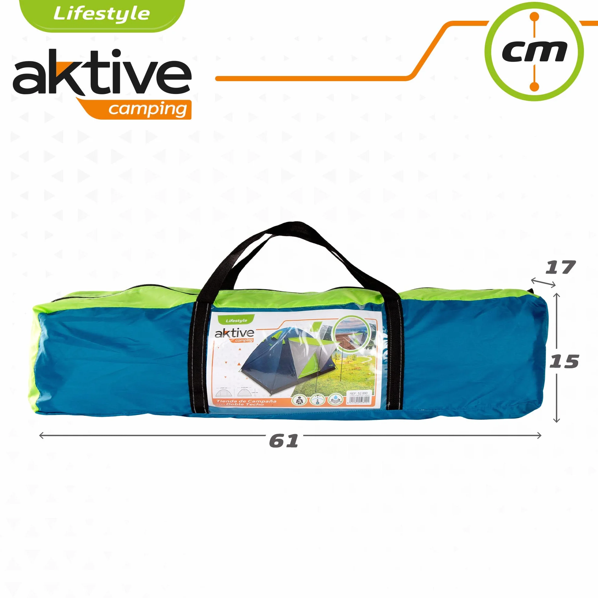 Aktive Tienda de campaña 4 personas doble techo toldo 240x210x130cm antilluvia Carpa camping
