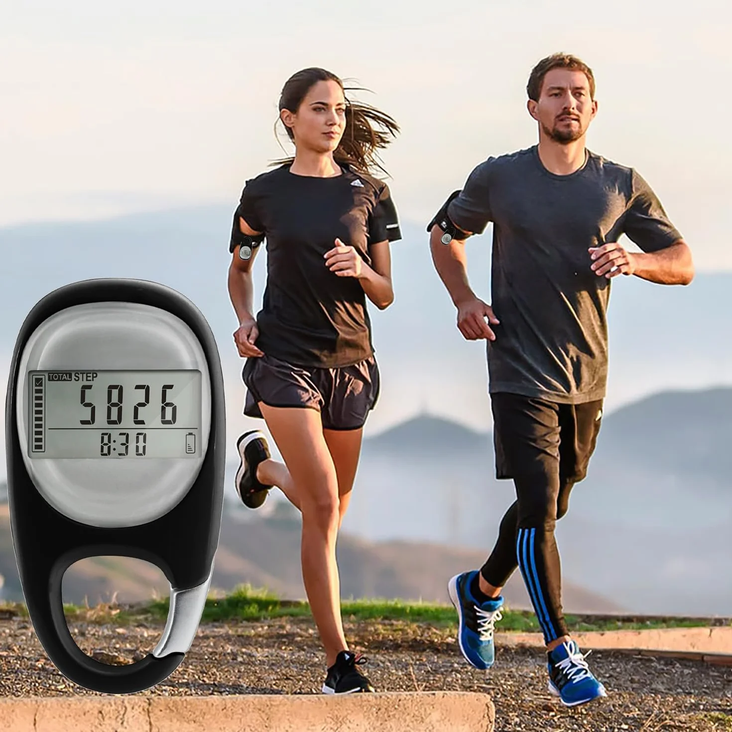 Podómetro Digital 3D, Contador de Pasos Sencillo, sin App sin Bluetooth para Caminar o Correr