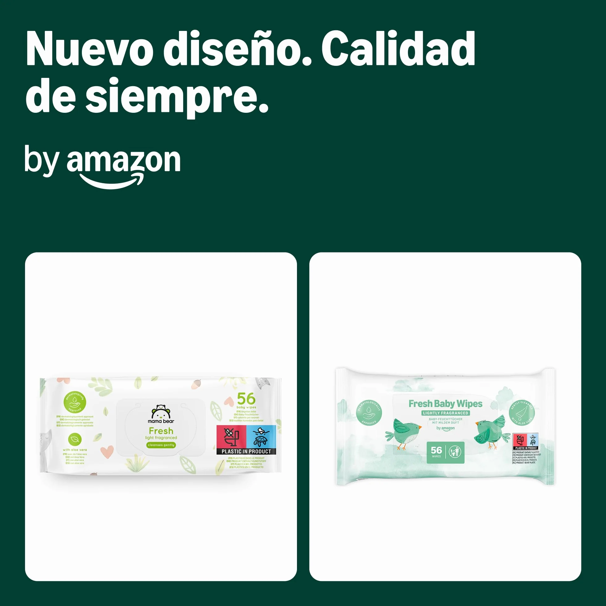 Toallitas refrescantes para bebé sin perfume, 1008 toallitas, 18 paquetes