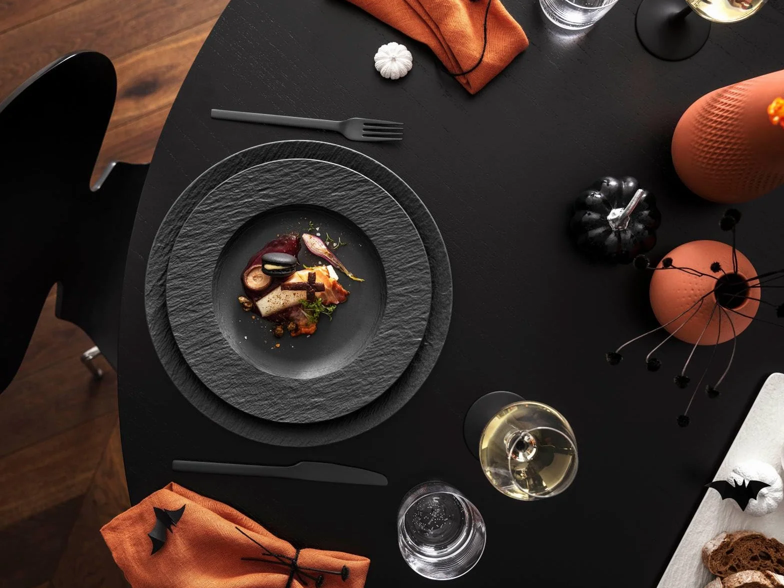 Villeroy & Boch Platos Para Pasta Manufacture Rock, 6 Platos, Porcelana Premium, Apto Para Lavavajillas Y Microondas, Negro