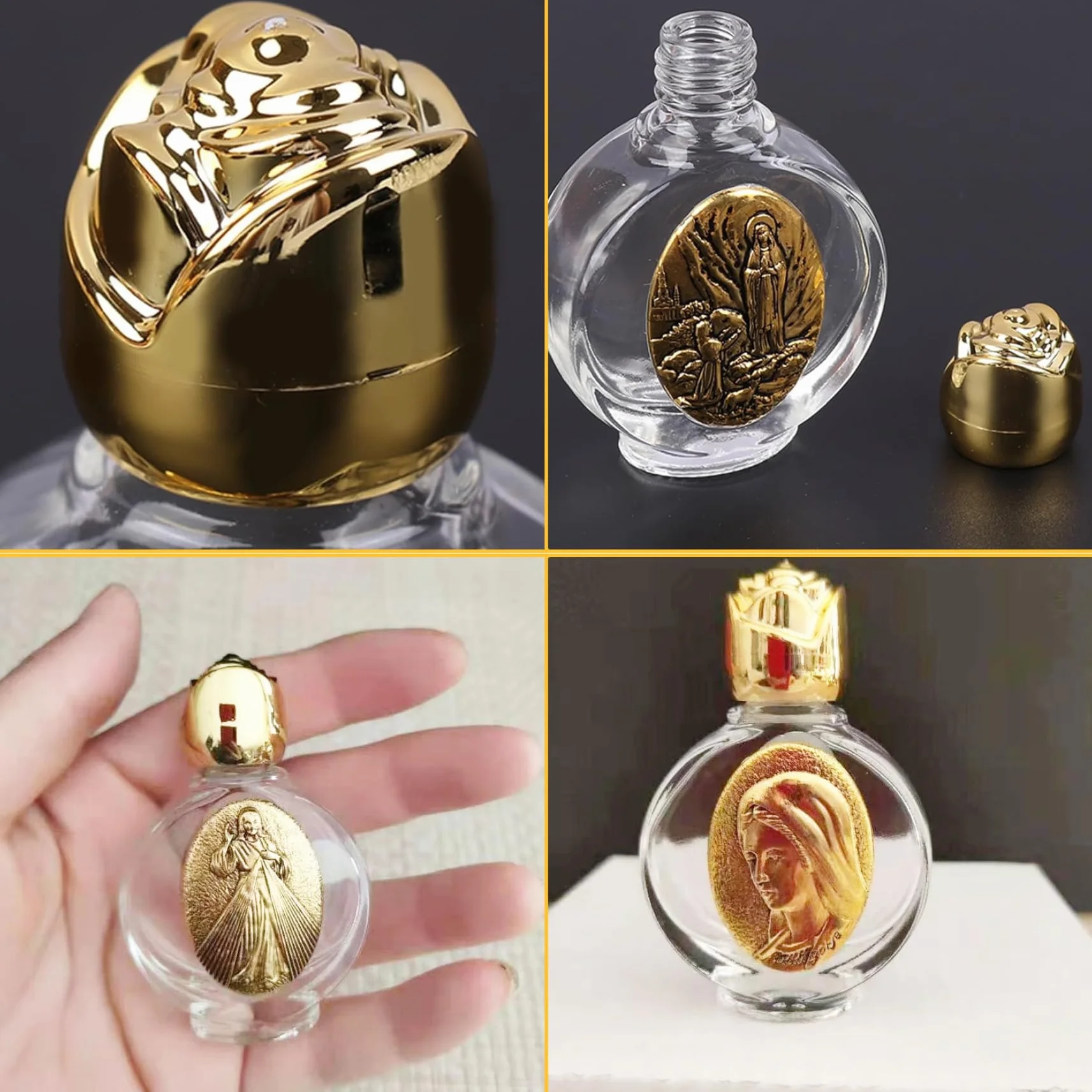 Botella de agua bendita, 10 unidades, recipiente de agua bendita en relieve, vidrio vacío, rociador de agua bendita, frasco de agua bendita cristiana para regalo religioso, decoración de boda en el ho