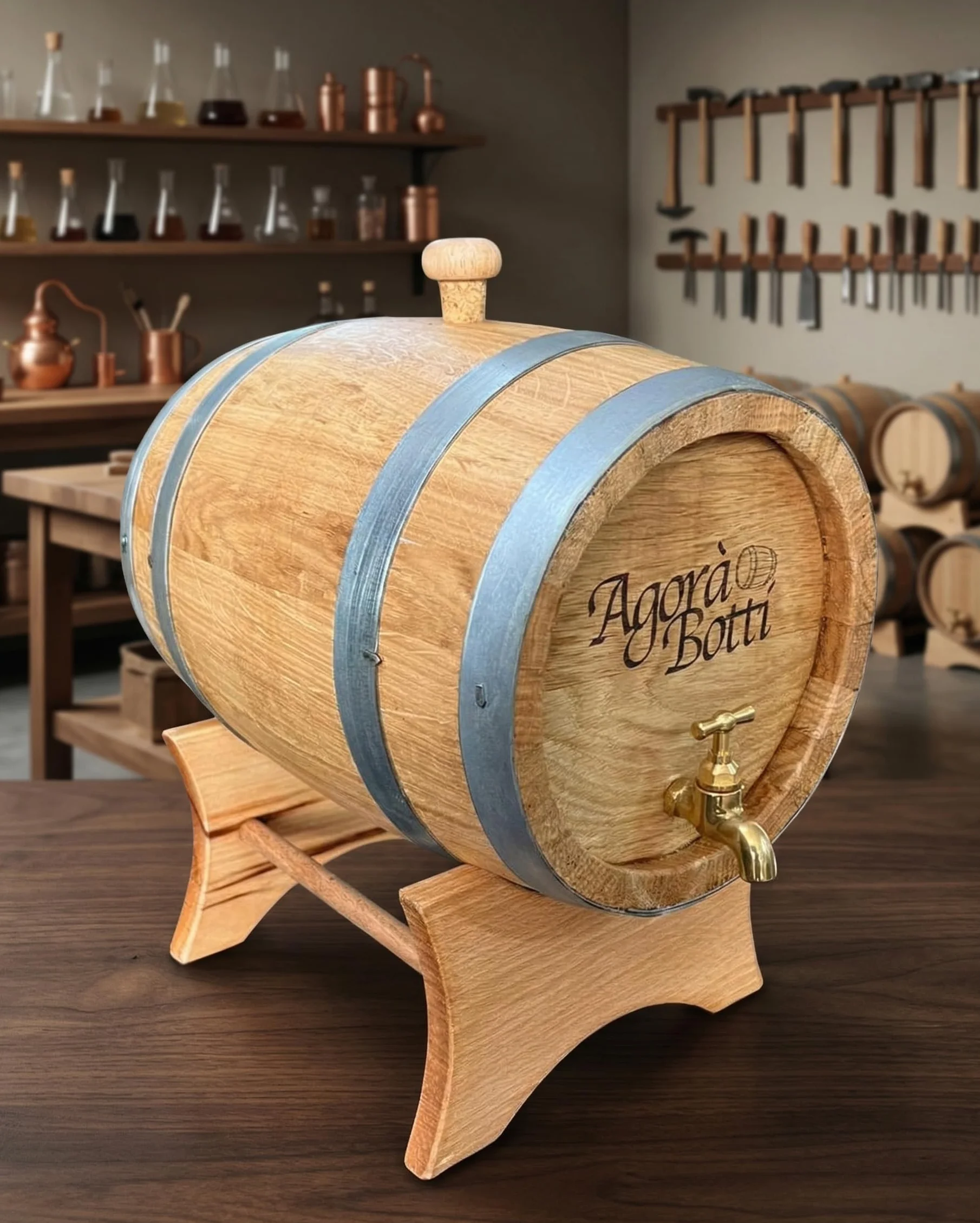 Barril de roble de 5 litros con grifo de latón