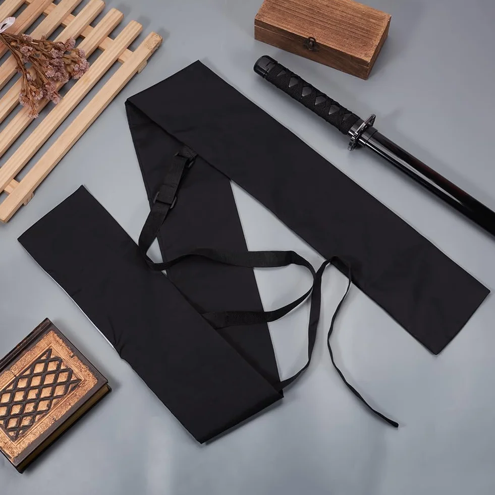 GORGECRAFT Bolsa de transporte para katana ninja, funda de almacenamiento de poliéster negro, con correa ajustable para disfraz de samurái