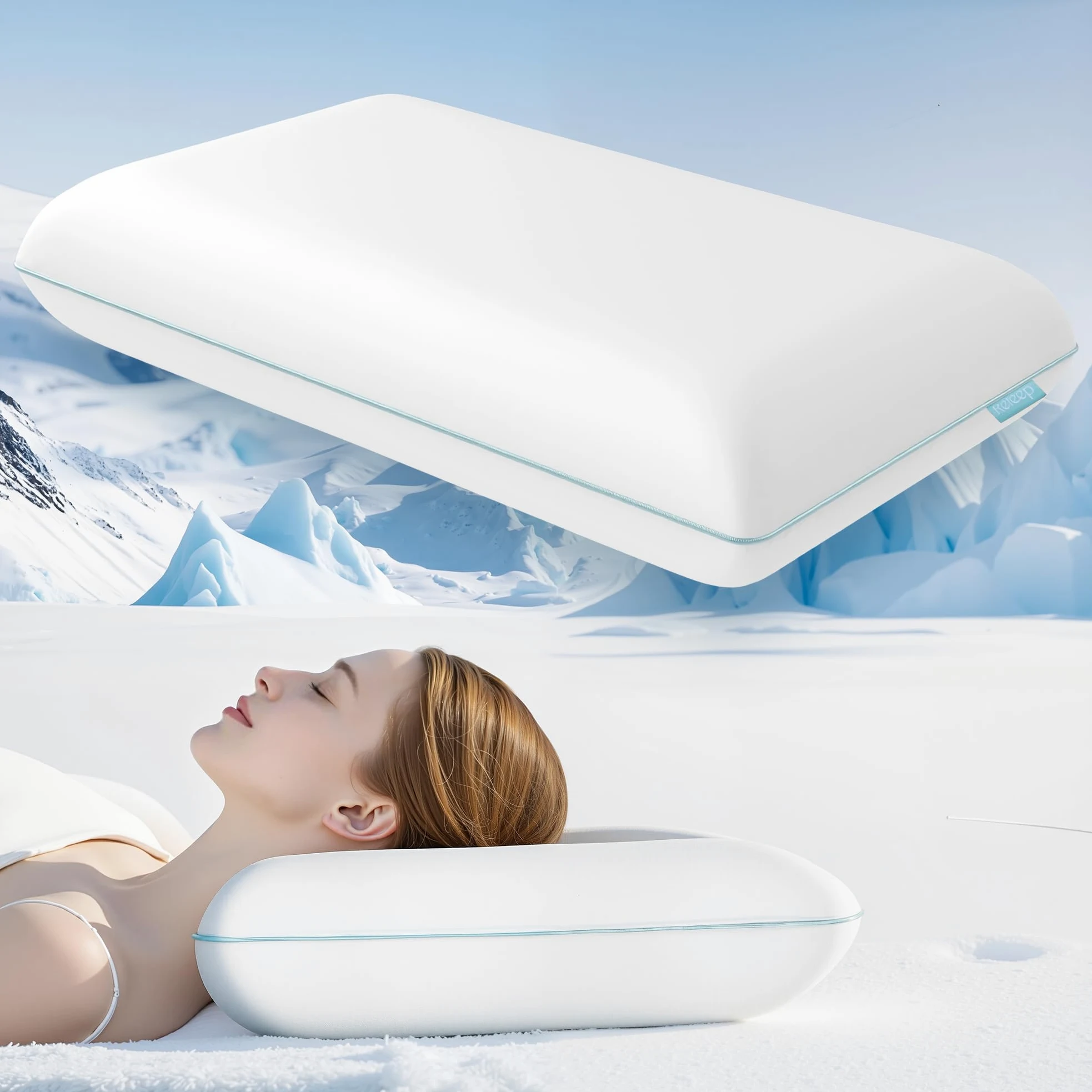 Releep - Almohada mullida refrescante, 40 x 60 cm, Almohada de Espuma con Memoria de Forma, Almohada ergonómica, reposacuello