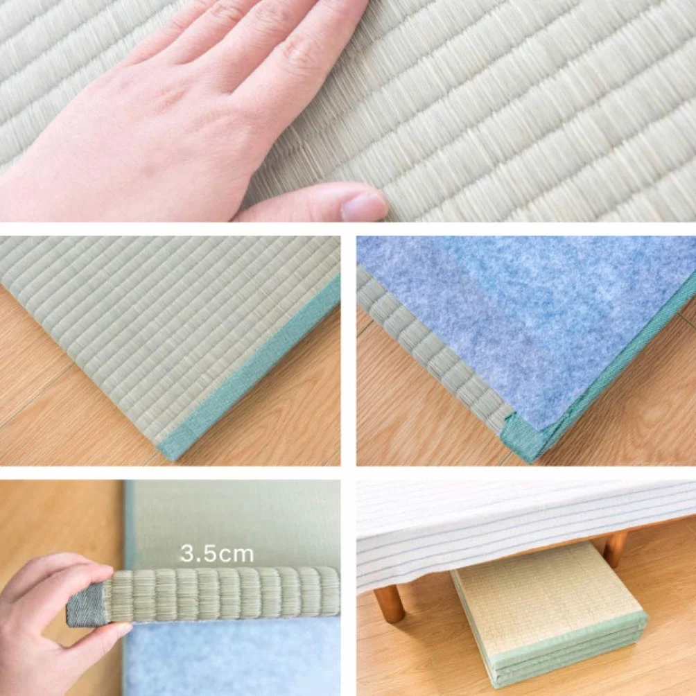 Tradicional Japonesa Tatami/futón colchón Firme y cómodo Verde/Natural de Rush Hierba/Gran pliega fácilmente for la Cama/meditación Espacio/Yoga/Zen Room/japonés Tearoom3.5cm Grueso