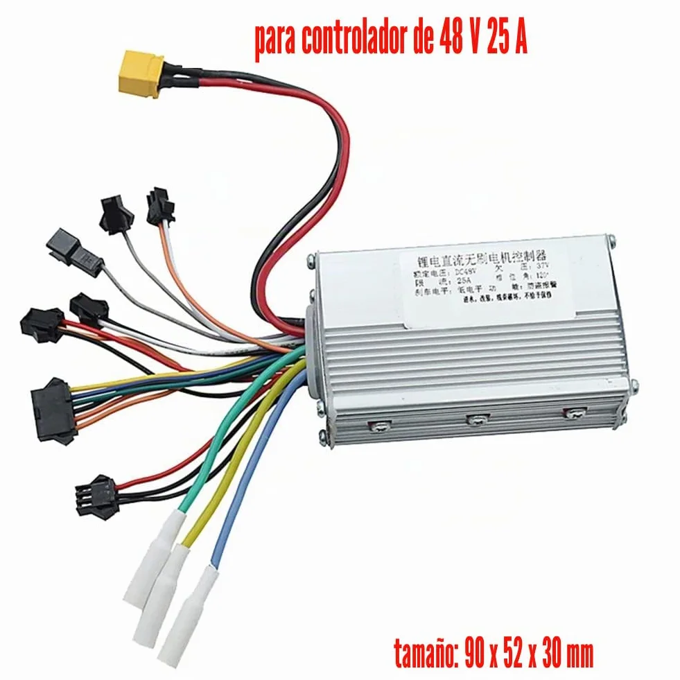 JP Controlador Motor Sin Escobillas 48V 25A + Kit Medidor Tablero 36-60V para Patinete Eléctrico