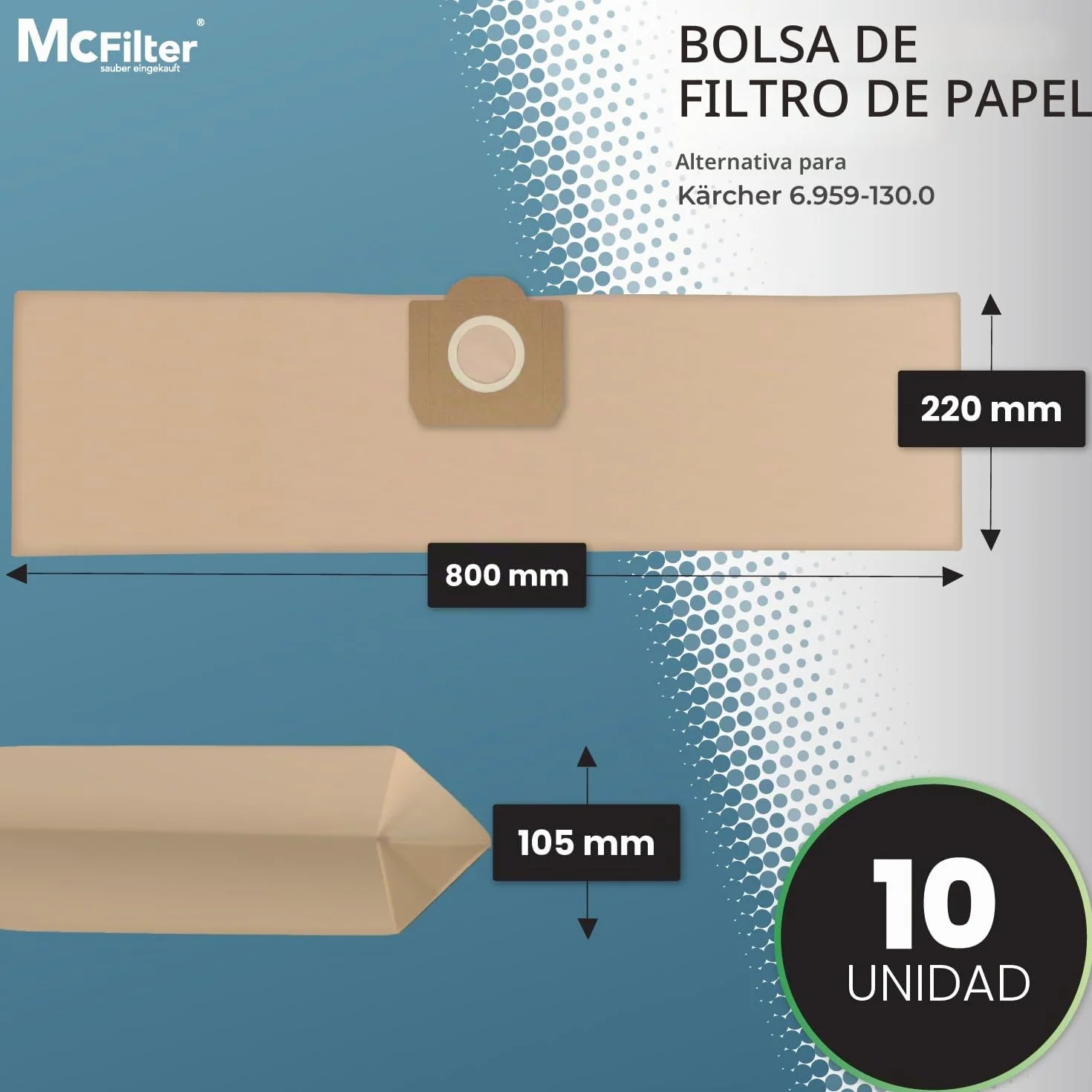 1 juego de 10 bolsas de aspiradora y 1 filtro de cartucho adecuado para aspiradoras multiusos Kärcher de las series WD3 y MV3