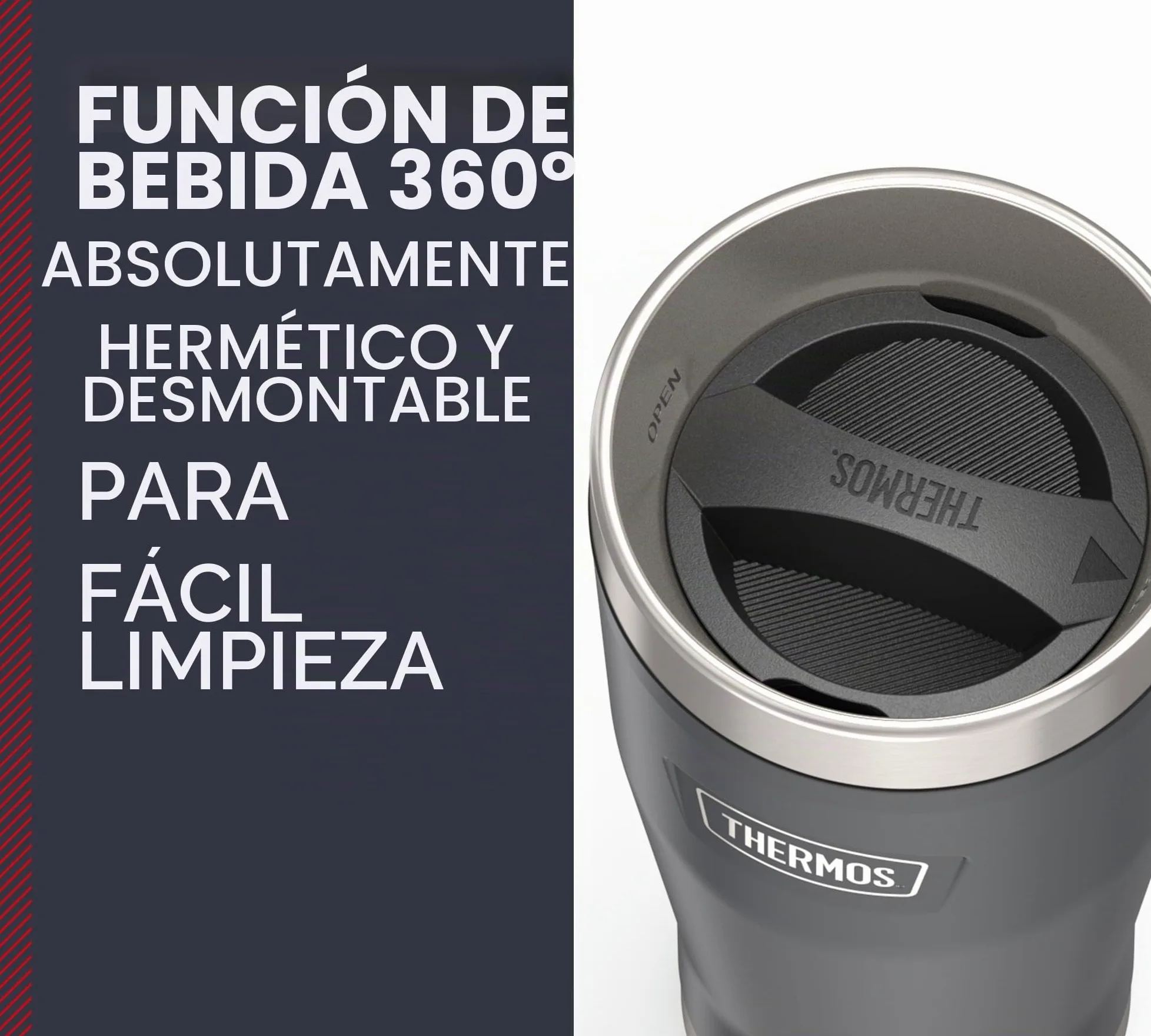 Thermos ICON MUG 0,47 l, gris oscuro/grafito mate, taza térmica de 470 ml, taza de café para llevar, de acero inoxidable, vaso térmico, 7 horas de calor/22 h frío, apto para lavavajillas, | Taza térmica de acero inoxidable a prueba de fugas, 22 horas, apt