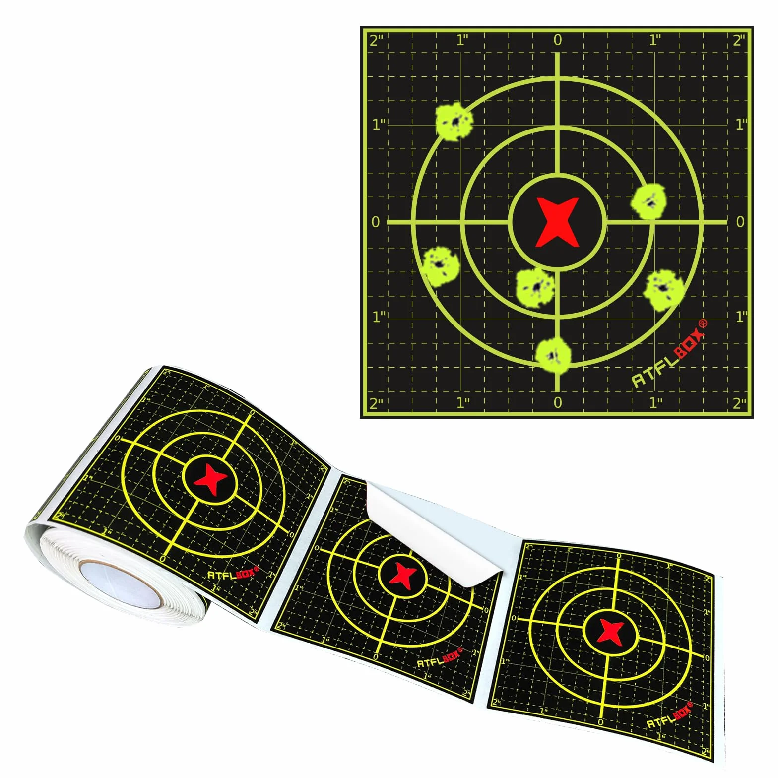 Blancos Autoadhesivos Splatter Fluorescentes 10.2 cm para Rifles Pistola Airsoft BB Gun