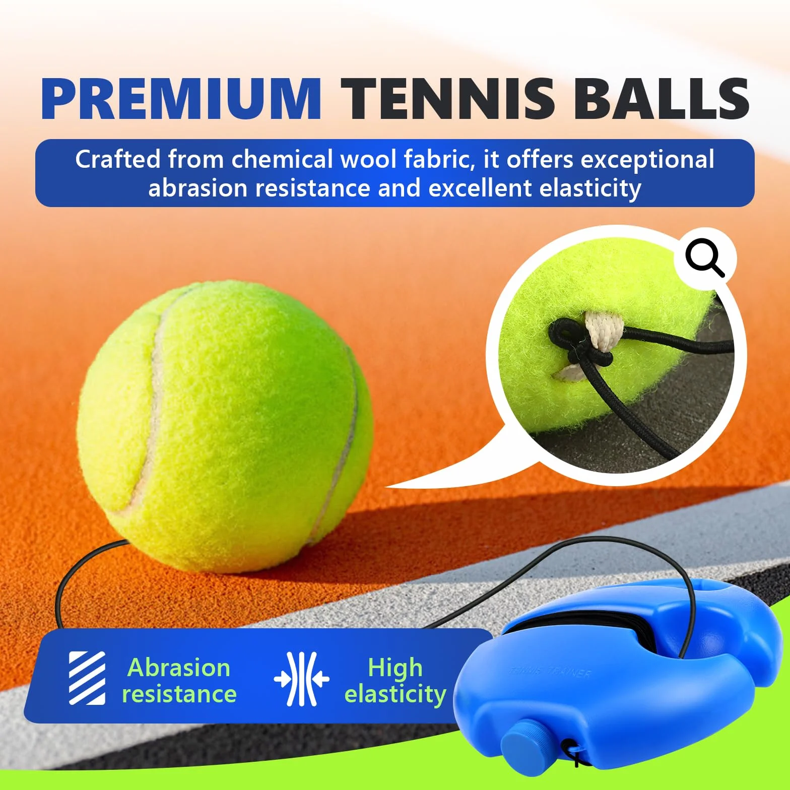Juego de Entrenador de Tenis, El Entrenador de Tenis Hace rebotar la Pelota, con 2 Pelotas Que rebotan, para Entrenamiento Niños Adultos Jugador