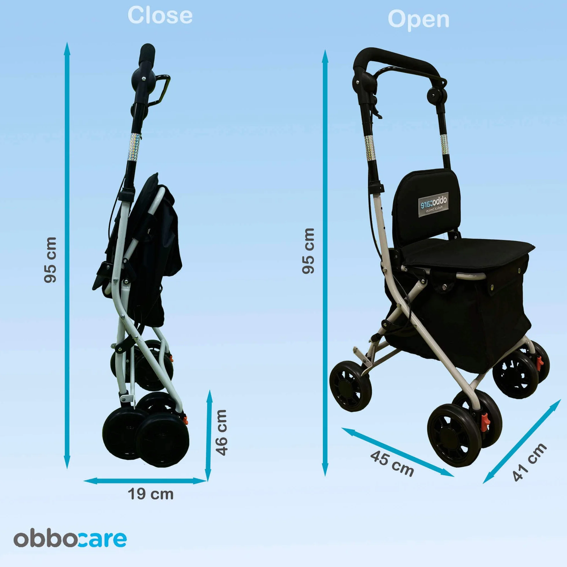 Carro De La Compra De 4 Ruedas Con Asiento En Color Gris. Carro Andador De Aluminio Plegable Para Ancianos. Carrito Con Bolsa Portaobjetos 20L