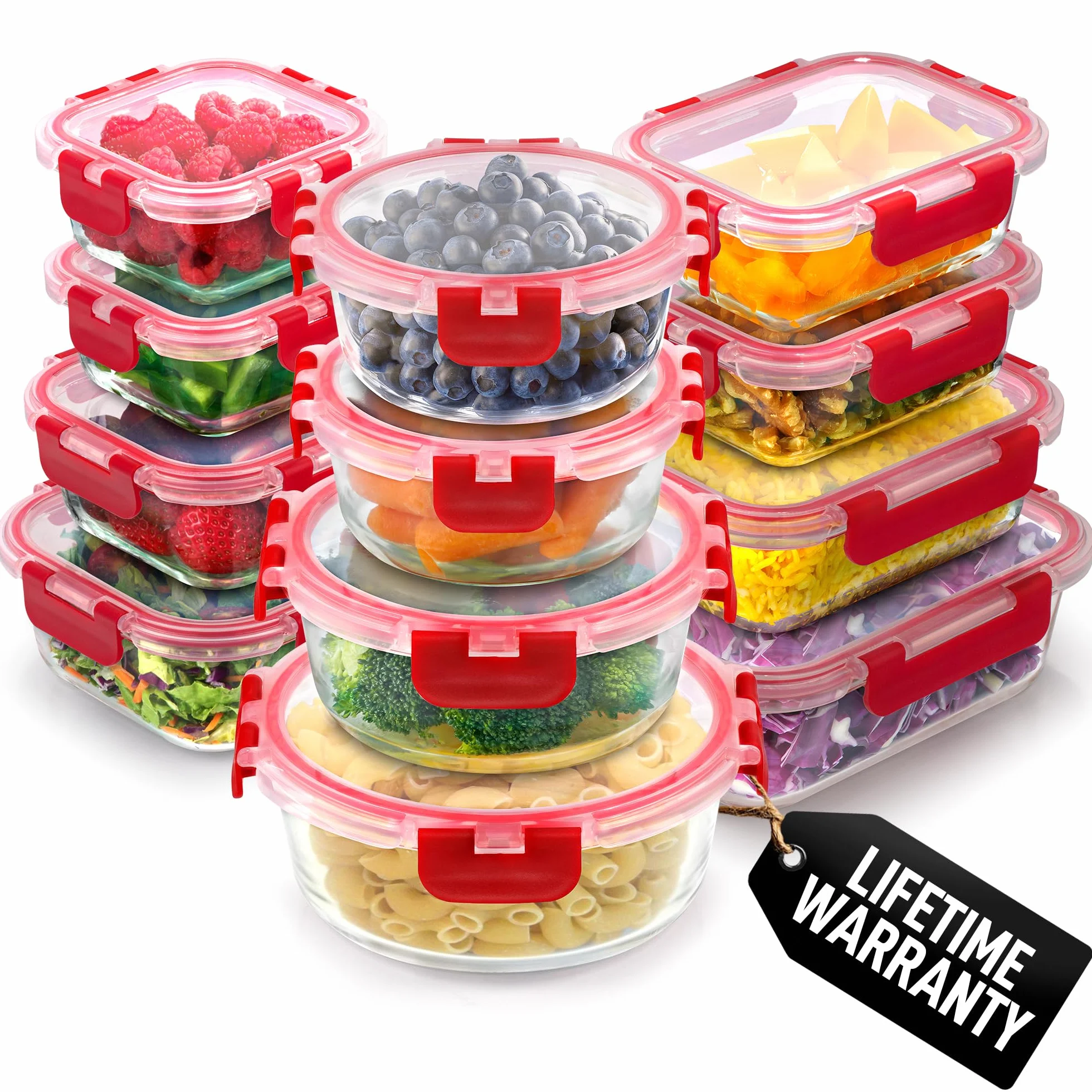 Zulay Kitchen - Juego de 12 cajas de almacenaje de cristal