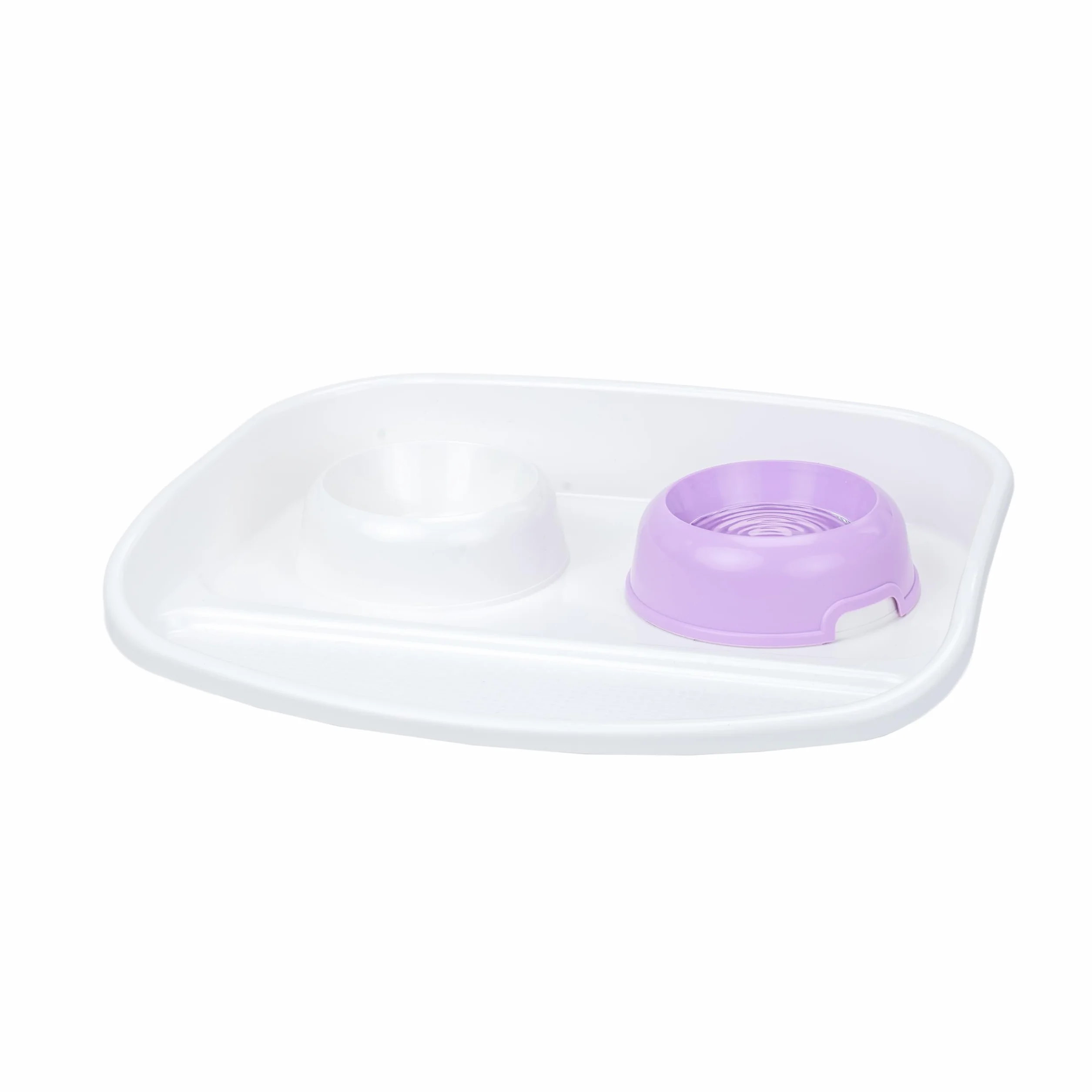 Ferplast Bandeja con Cuencos para Perros y Gatos Lindo Doble comedero para Animales, Base de plástico Resistente, Pies Antideslizantes, Dos Cuencos de 0,6 l incluidos, 44,5 x 34 x h 7 cm Rojo