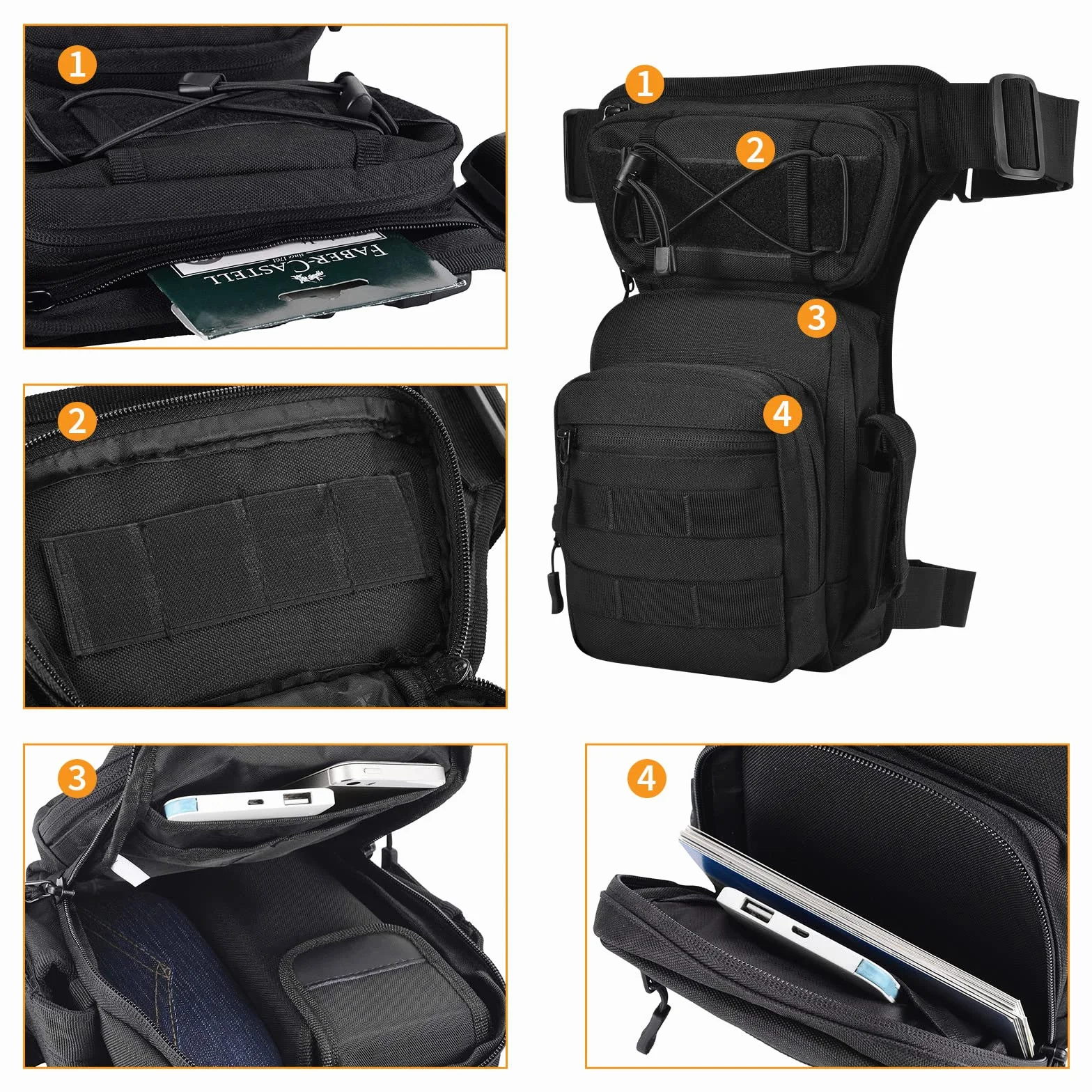 Huntvp Pernera Moto Militar Bolsa Pierna Impermeable para Caza Senderismo Ciclismo