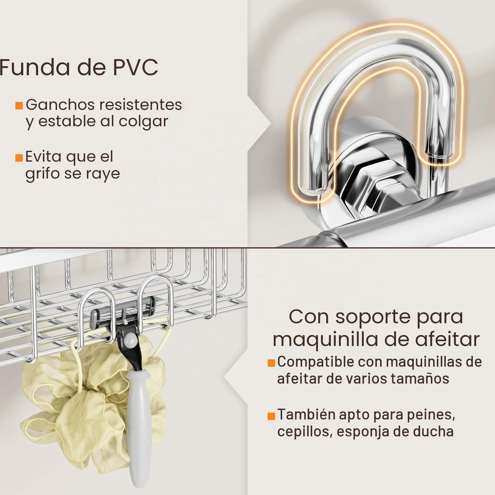 Cesta de ducha colgante, no requiere taladrar, guardar champú o jabón, acero inoxidable SS304, 30 x 13 x 8,5 cm