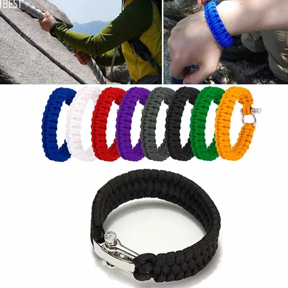 SagaSave Outdoor Paracord Survival Bracelet, Adjustable Buckle Emergency Rescue Rope for Camping Hiking