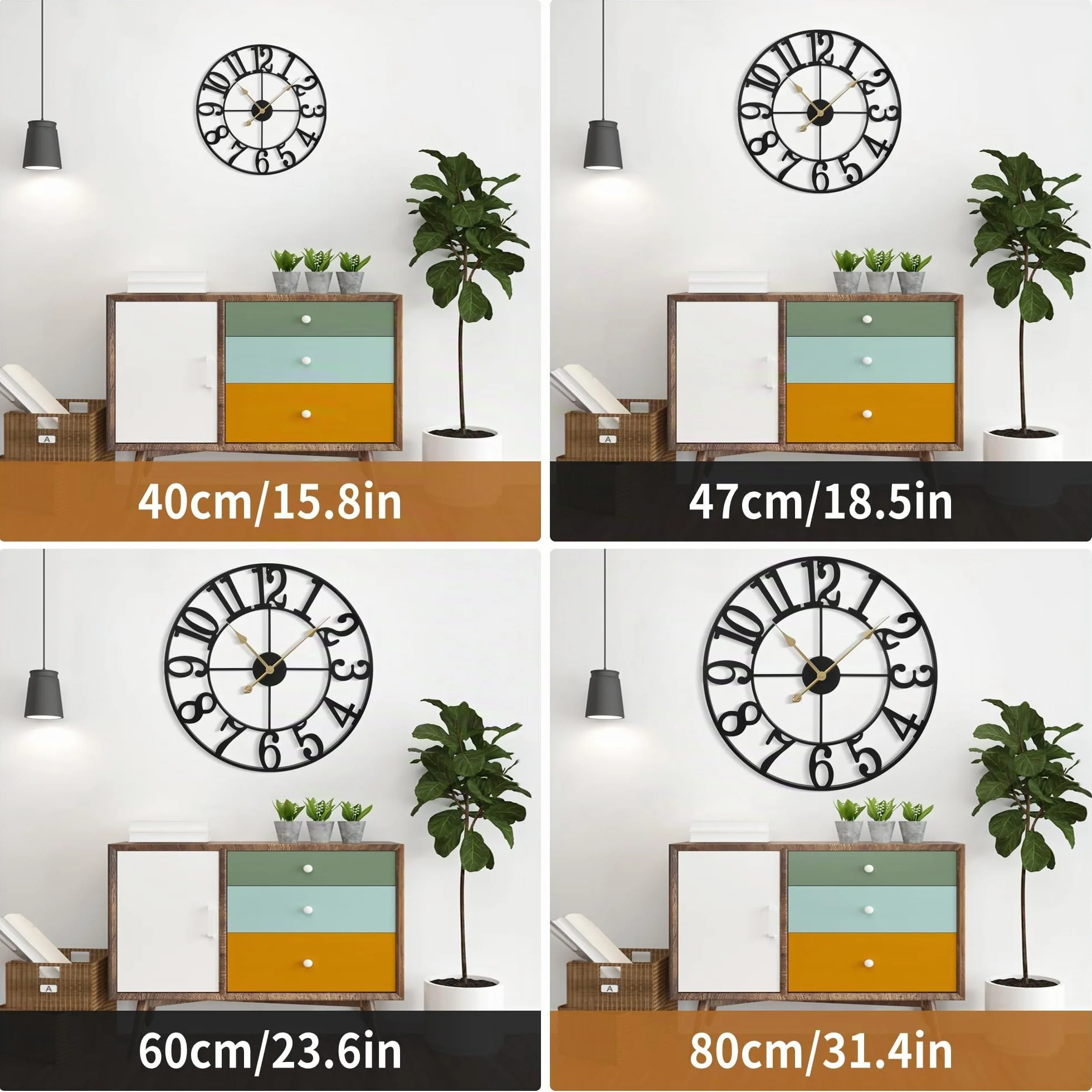 Reloj De Pared De Diseño Moderno Y Vintage, Silencioso Sin Tic-TAC, Reloj De Pared Grande Salón, Disponible En 40 cm, 47 cm, 60 cm, 80 cm, 100 cm, Ideal para Ideal para Salon Cocina Oficina
