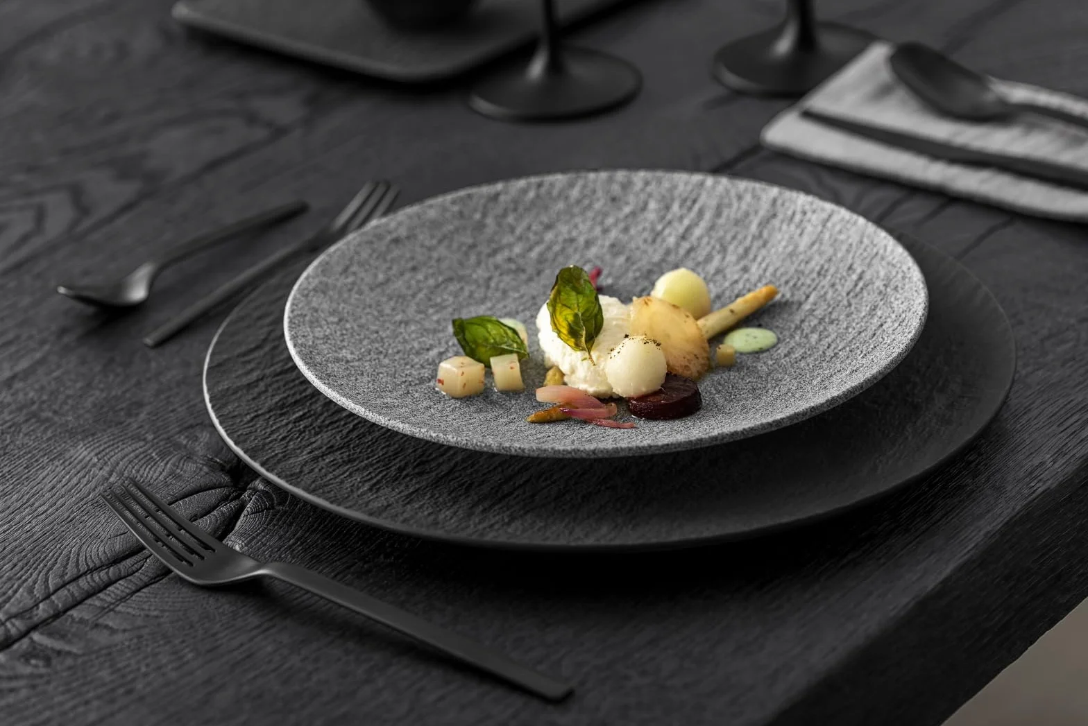Villeroy & Boch Platos Para Pasta Manufacture Rock, 6 Platos, Porcelana Premium, Apto Para Lavavajillas Y Microondas, Negro