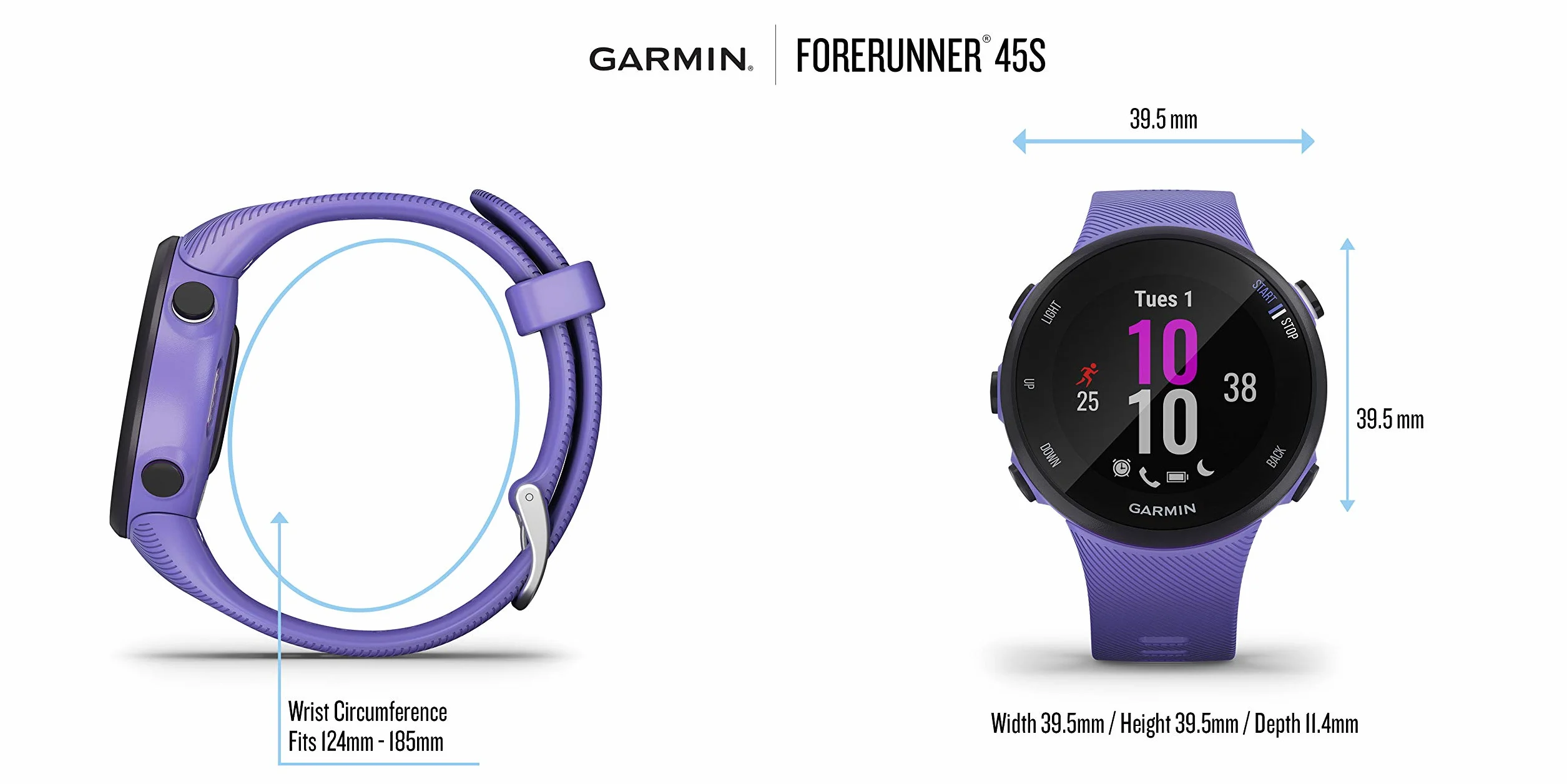 Garmin Forerunner 45S Reloj GPS Correr Frecuencia Cardiaca Muñeca Blanco Reacondicionado