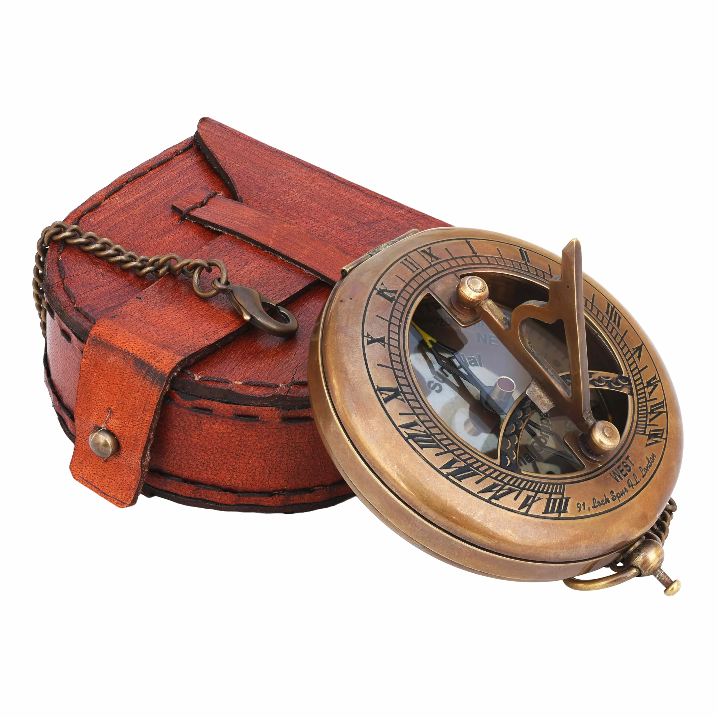 Reloj Solar de latón – Brújula Abierta – Accesorio Steampunk Hombres – Hermoso Hecho a Mano – Reloj de Sol – Reloj de Sol – Reloj Steampunk para él – Decoración Antigua