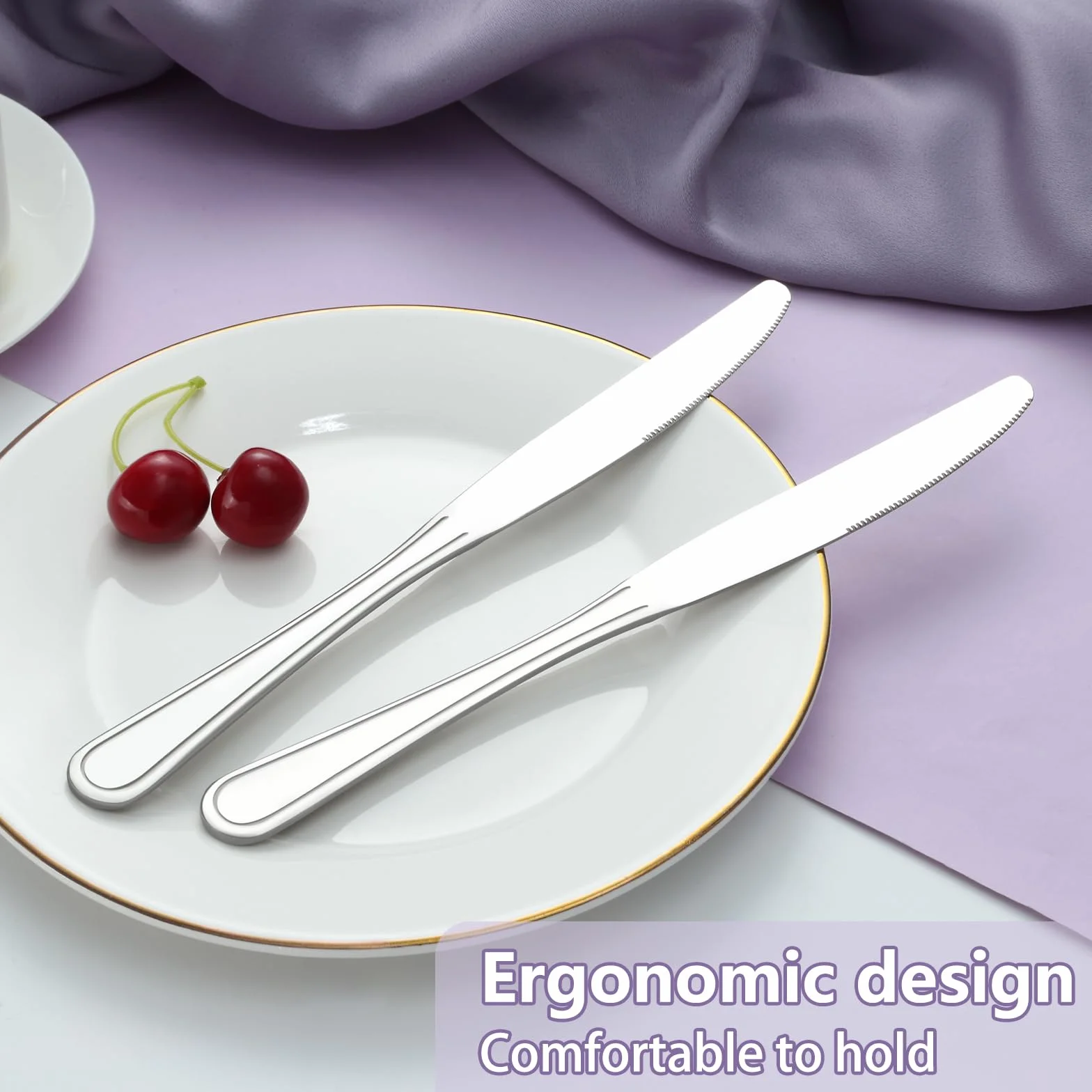 Cuchillo de mesa, cuchillo de mantequilla de acero inoxidable, 24 unidades (22,7 cm, 8,94 pulgadas), juego de cuchillos de desayuno/cuchillo de mantequilla/cuchillo para casa, restaurante,